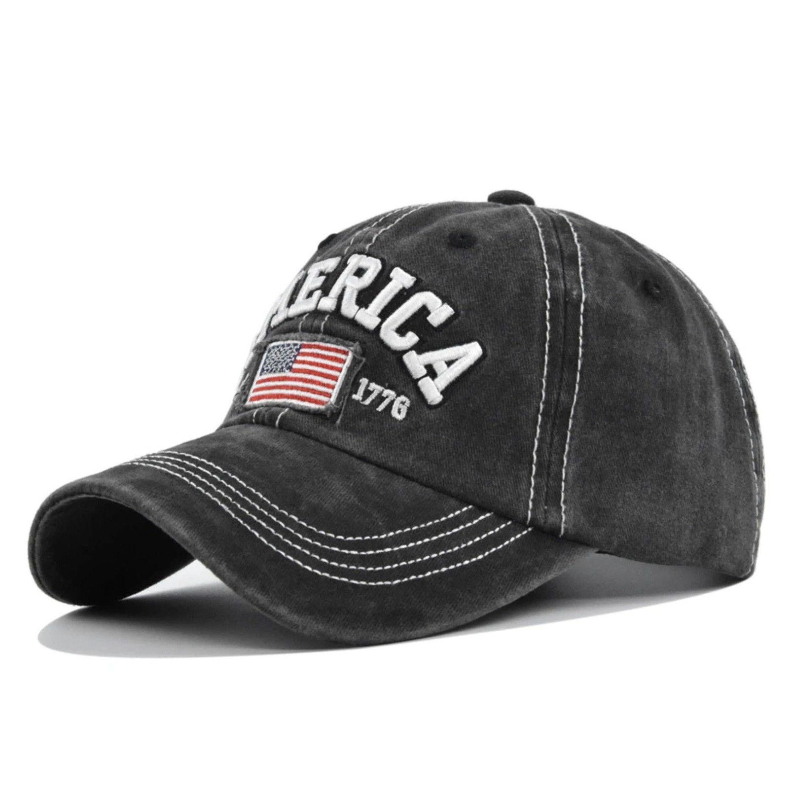 Men’s American Flag Patriot Baseball Cap Unisex Retro Washed USA Dad Hat Adju…