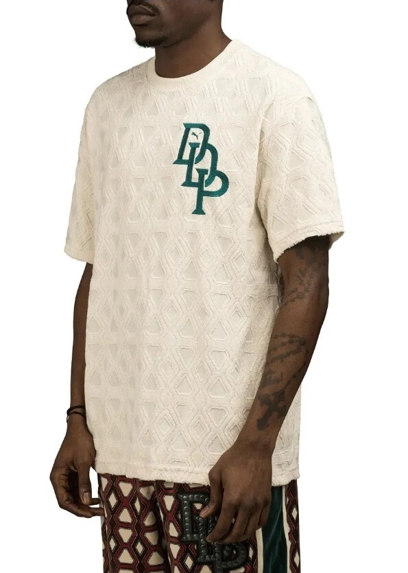 Puma Dapper Dan DDP Jacquard Shirt Beige Ivory Green 537351-93 Men’s Size M