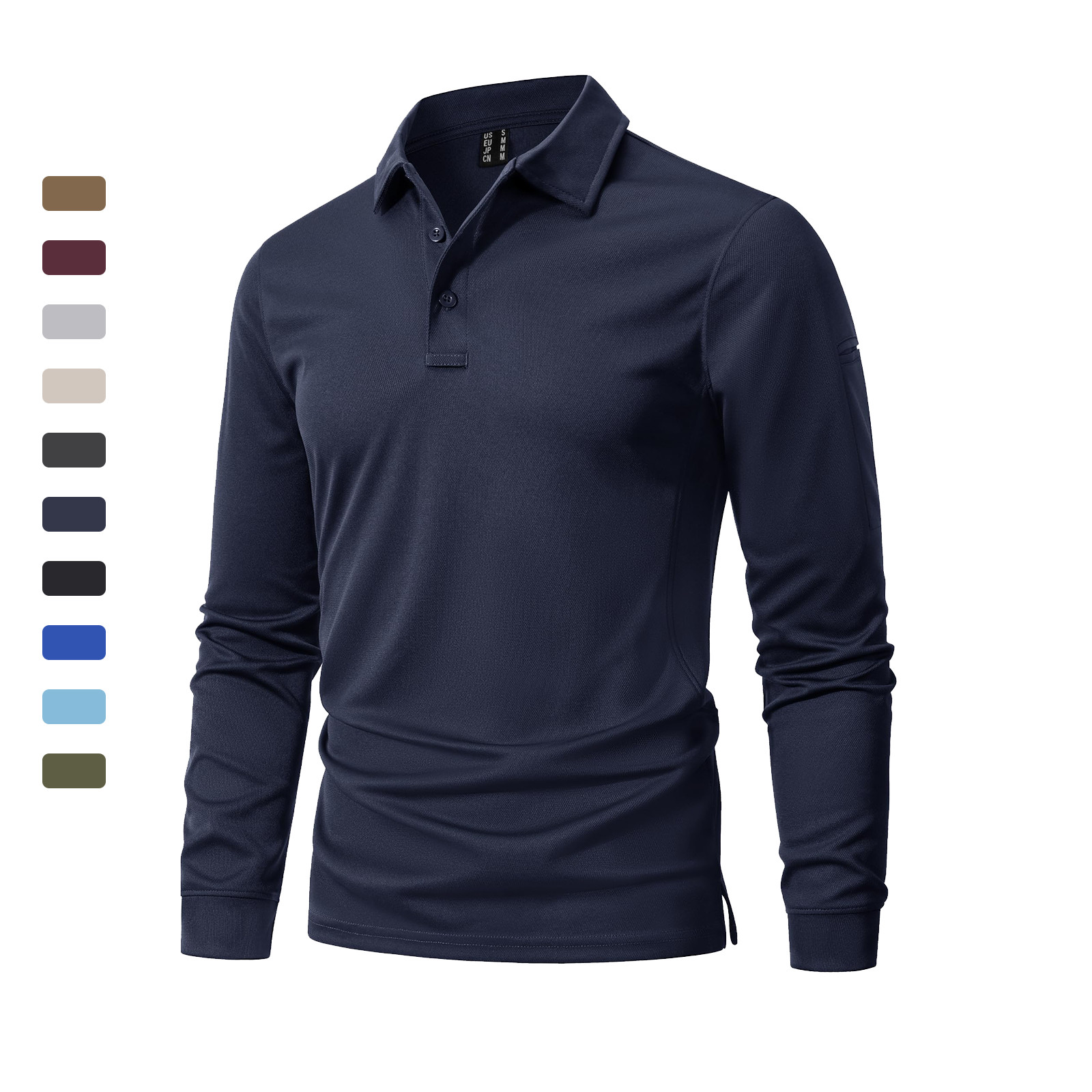 Men’s Polo Shirt Quick Dry Performance Lightweight Sports Long Sleeve T-Shirts