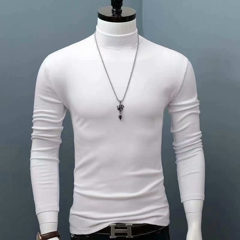 Men High Collar Turtle Neck Shirt Tops Long Sleeve Stretch Jumper Pullover Tee=M