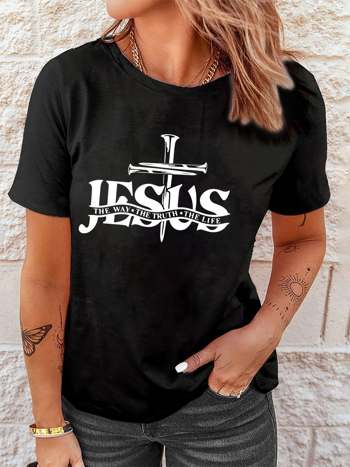 Jesus Is Essential Yesterday Today Forever Letter Print T-Shirt