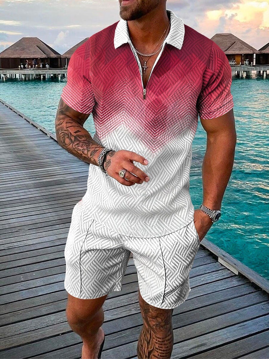 Summer Mens Sweatsuit Short Sleeve T Shirts & Shorts Set 2 Piece Set Outfit 2025