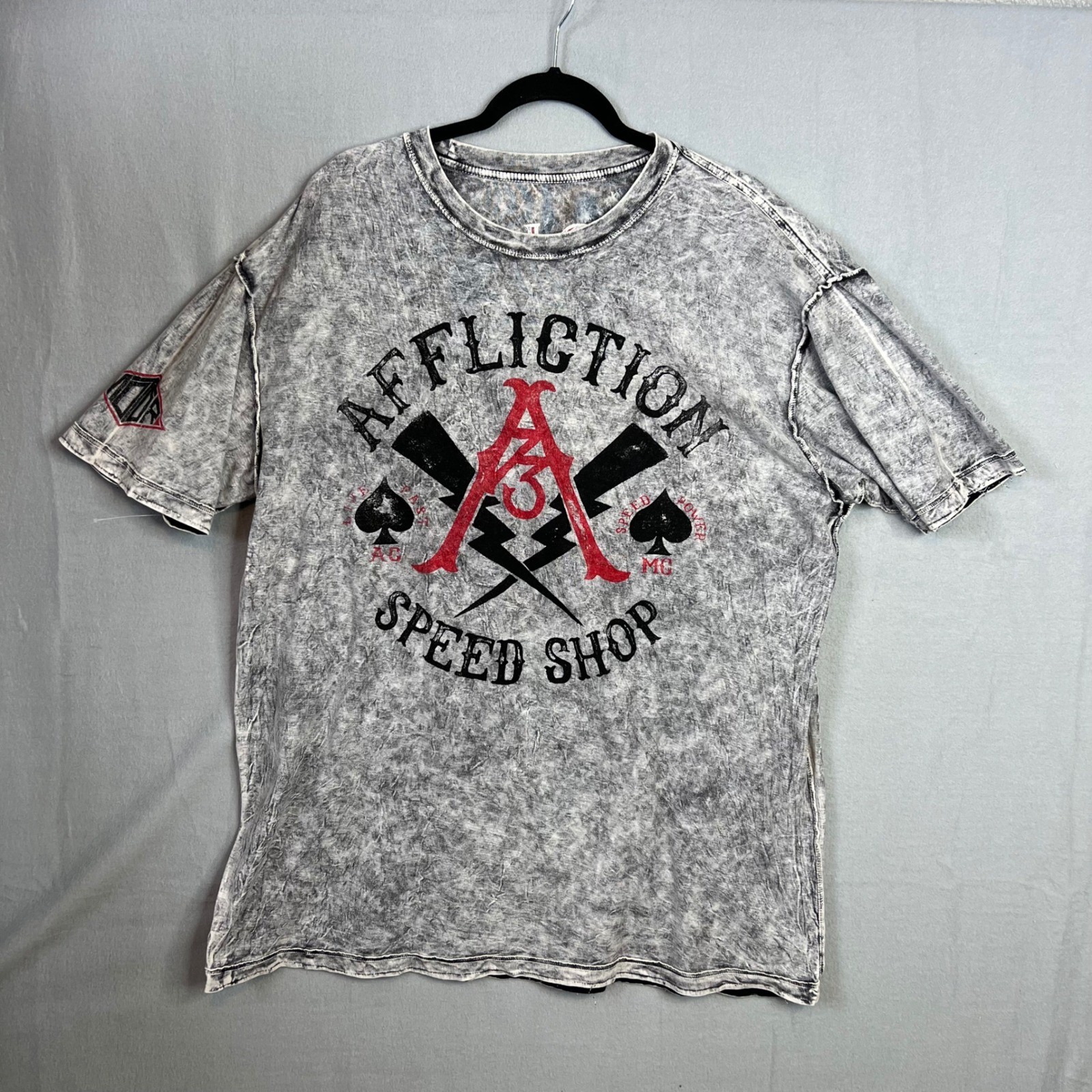 Affliction Reversible T Shirt Mens 3XL Distressed Y2K Gray Black Red Grunge NWT
