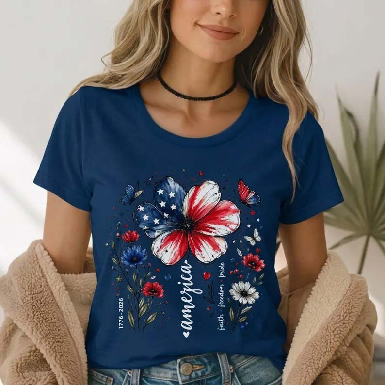 USA 250th Anniversary Shirt America 1776-2026 Graphic T Shirts For Women