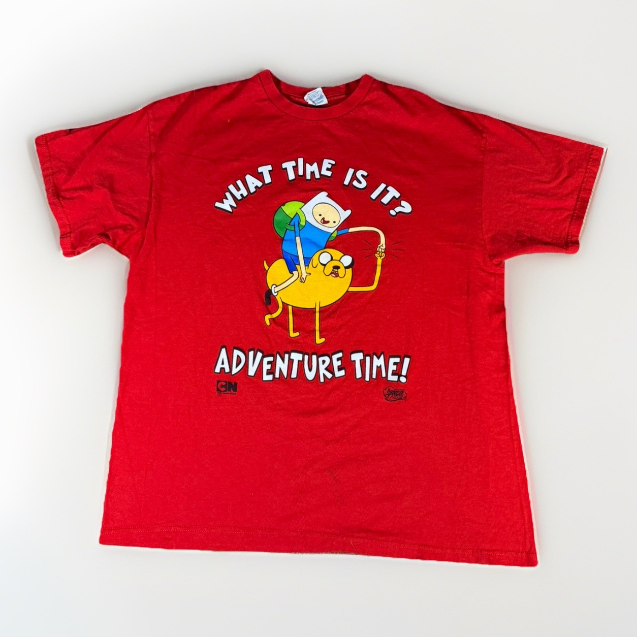 2011 Adventure Time Shirt Size XL Cartoon Network Red What Time Is It Finn Jake