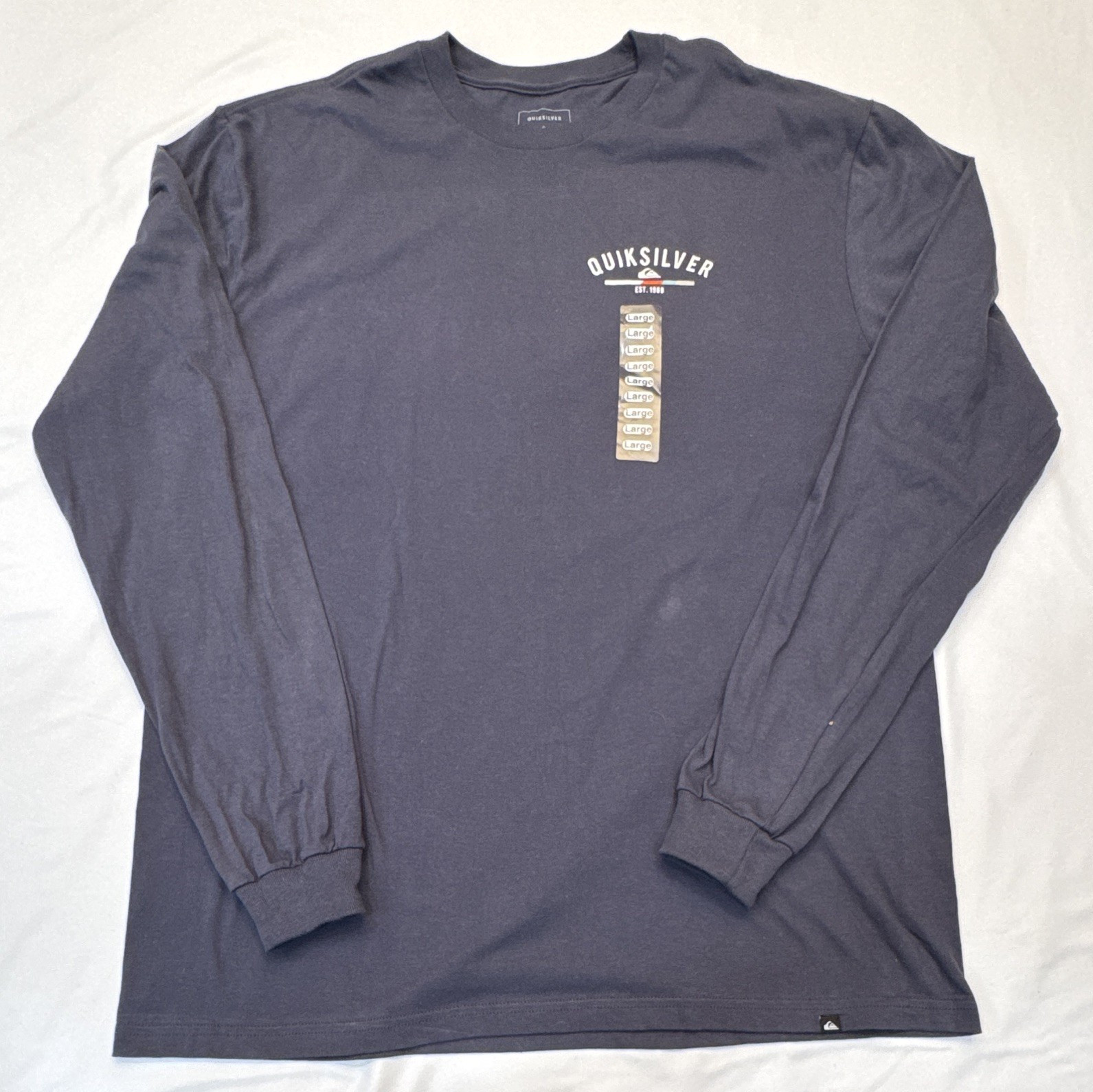 Quiksilver Men’s Size L Blue Long Sleeve Graphic Logo T-Shirt Cotton