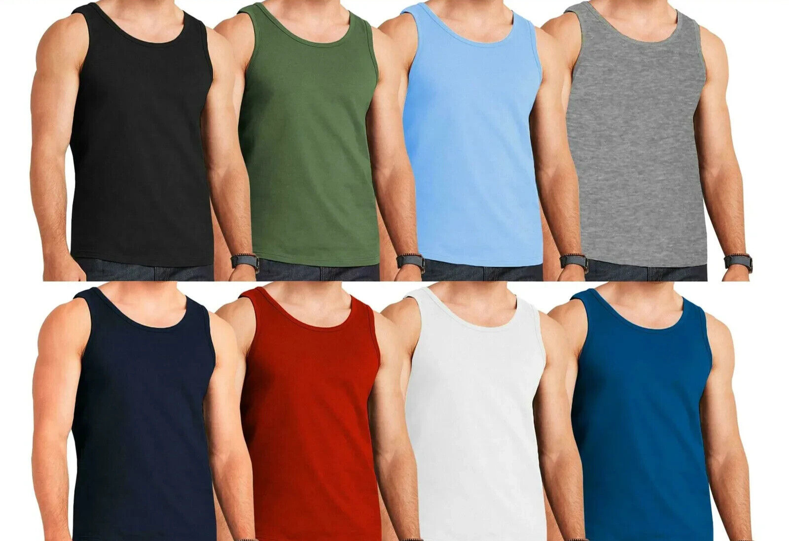 12 Pack Mens Plain Vest Multi Basic Regular Fitted Cotton Tank Top Size S- 5XL