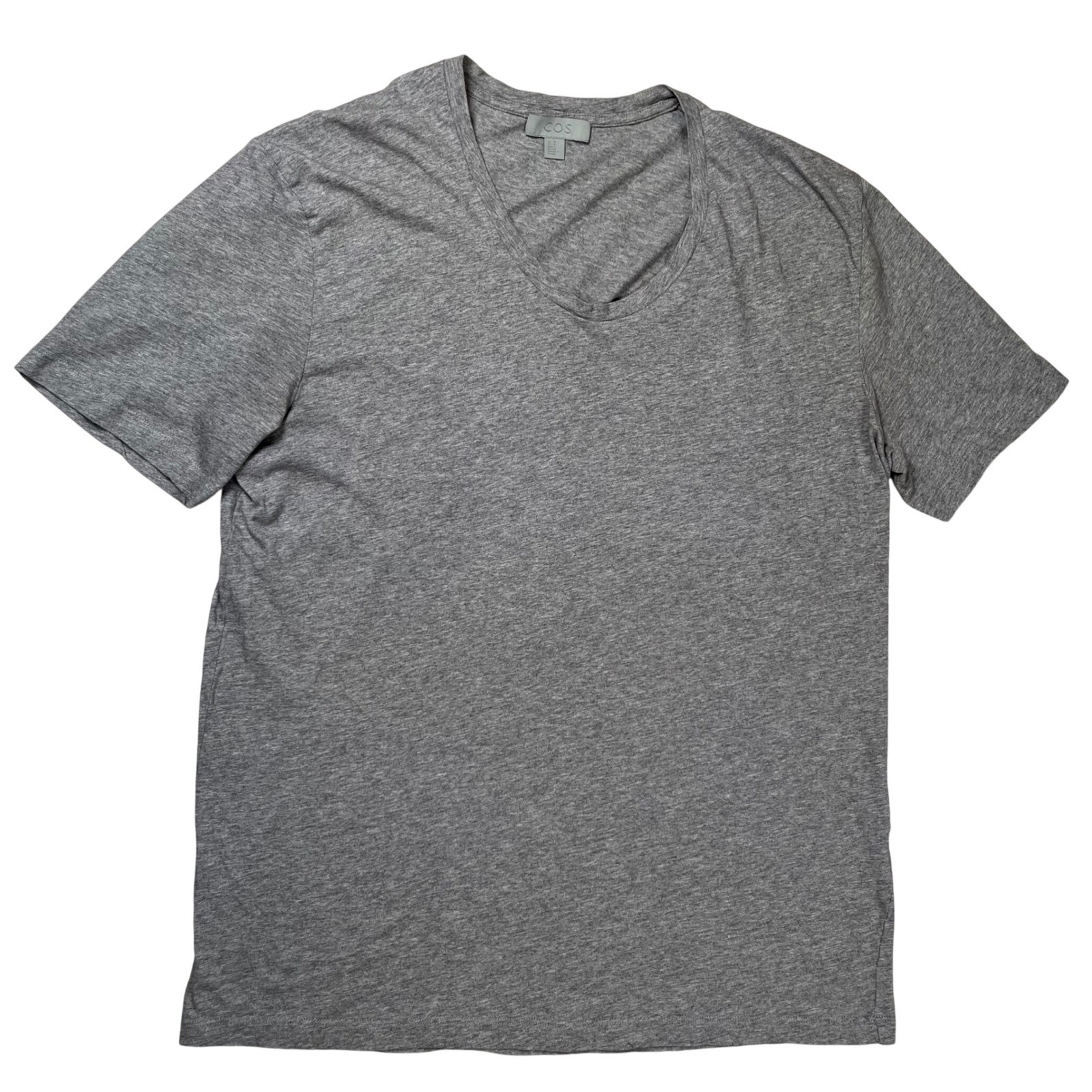 COS Scoop Neck T-Shirt Mens Medium Grey Heathered Cotton Minimalist Tee Casual