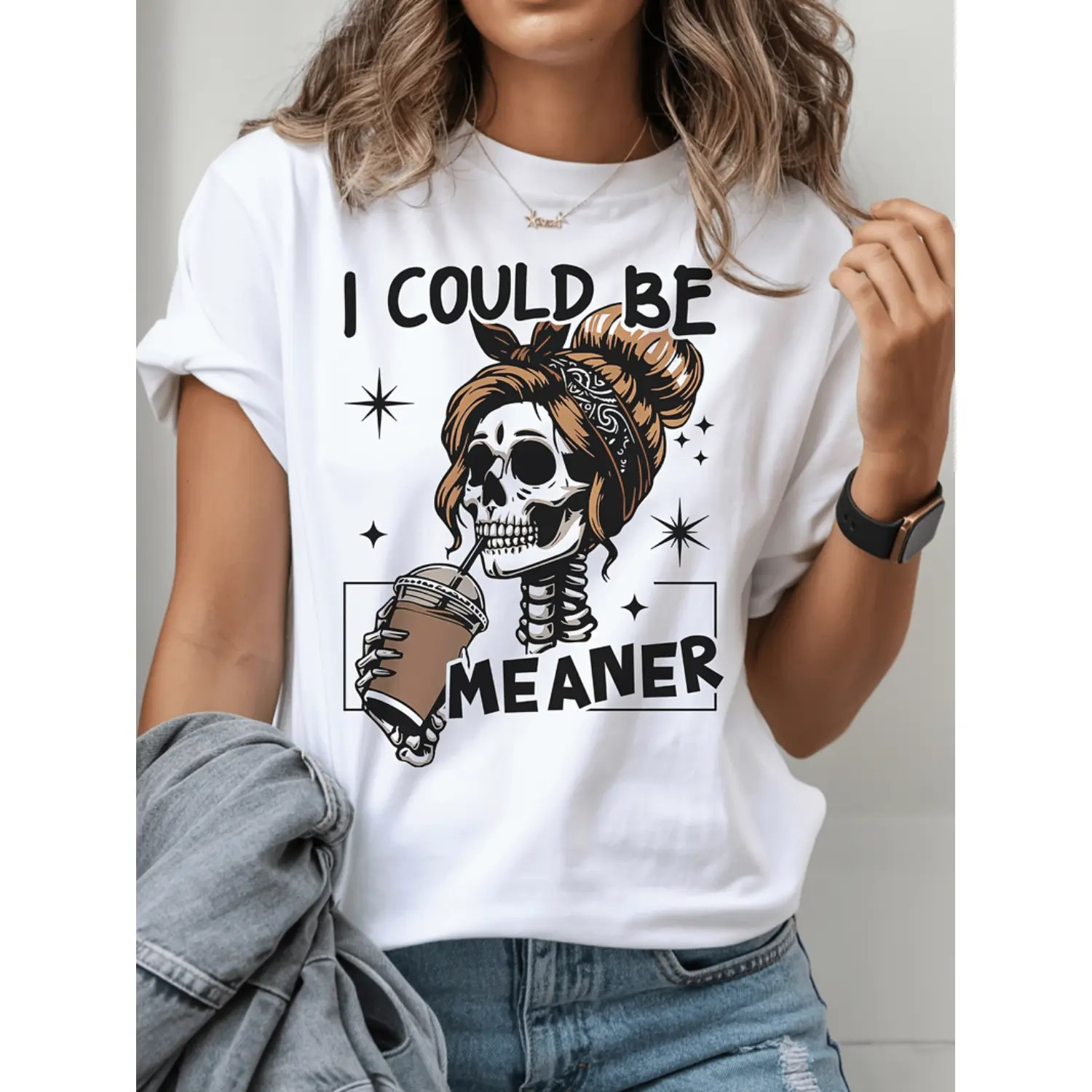 Women’s 100% Cotton Skull Print T-Shirt