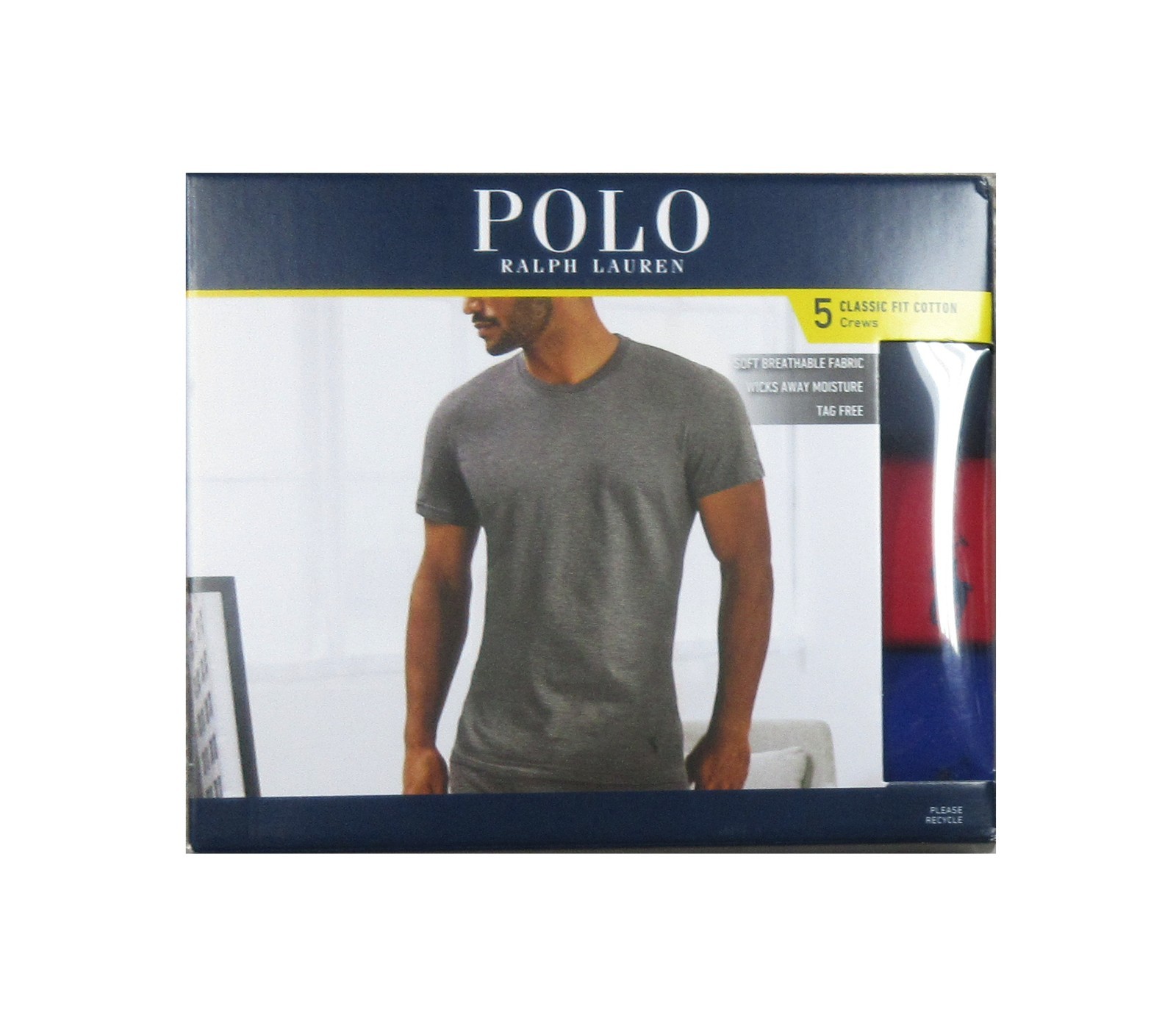 Polo Ralph Lauren Men’s Multi Color Classic Fit Crew-Neck 5 Pack T-Shirt