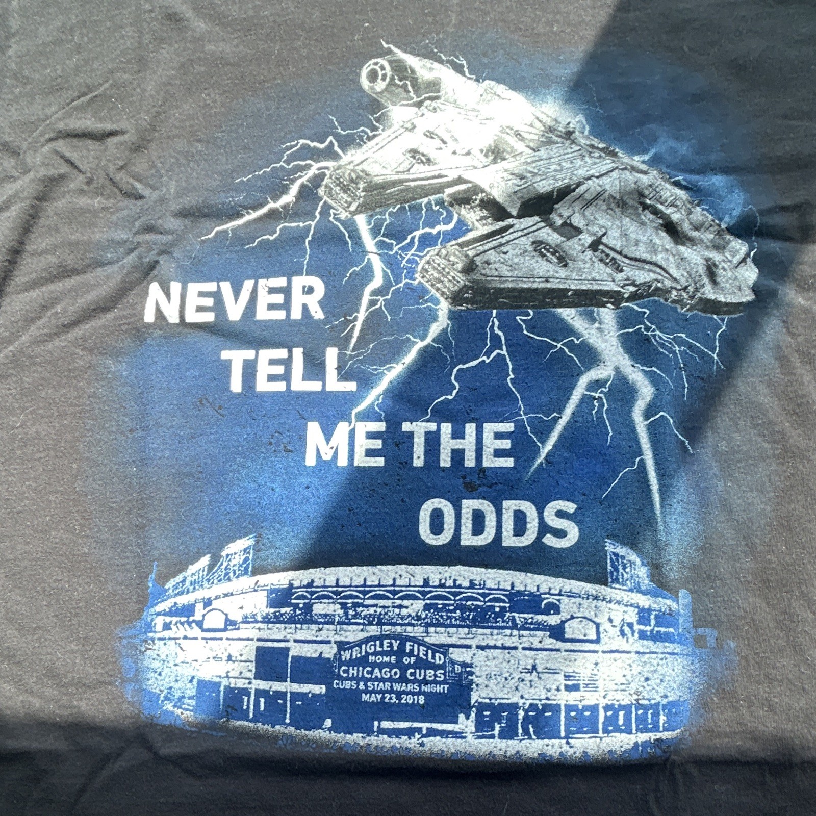 Hanes Nano-T Black Star Wars Chicago Cubs Wrigley Field Graphic Tee Size XL