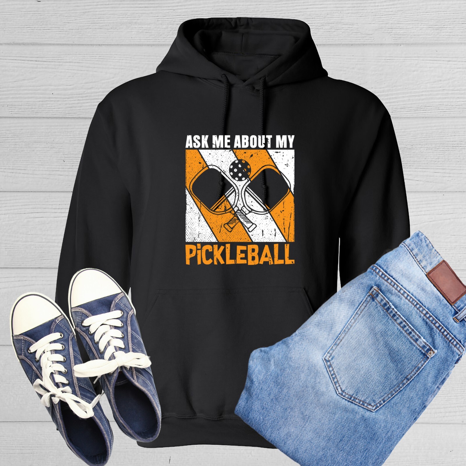 Ask Me About My Pickleball Graphics Novelty Sarcastic Humor Men’s Hoodies