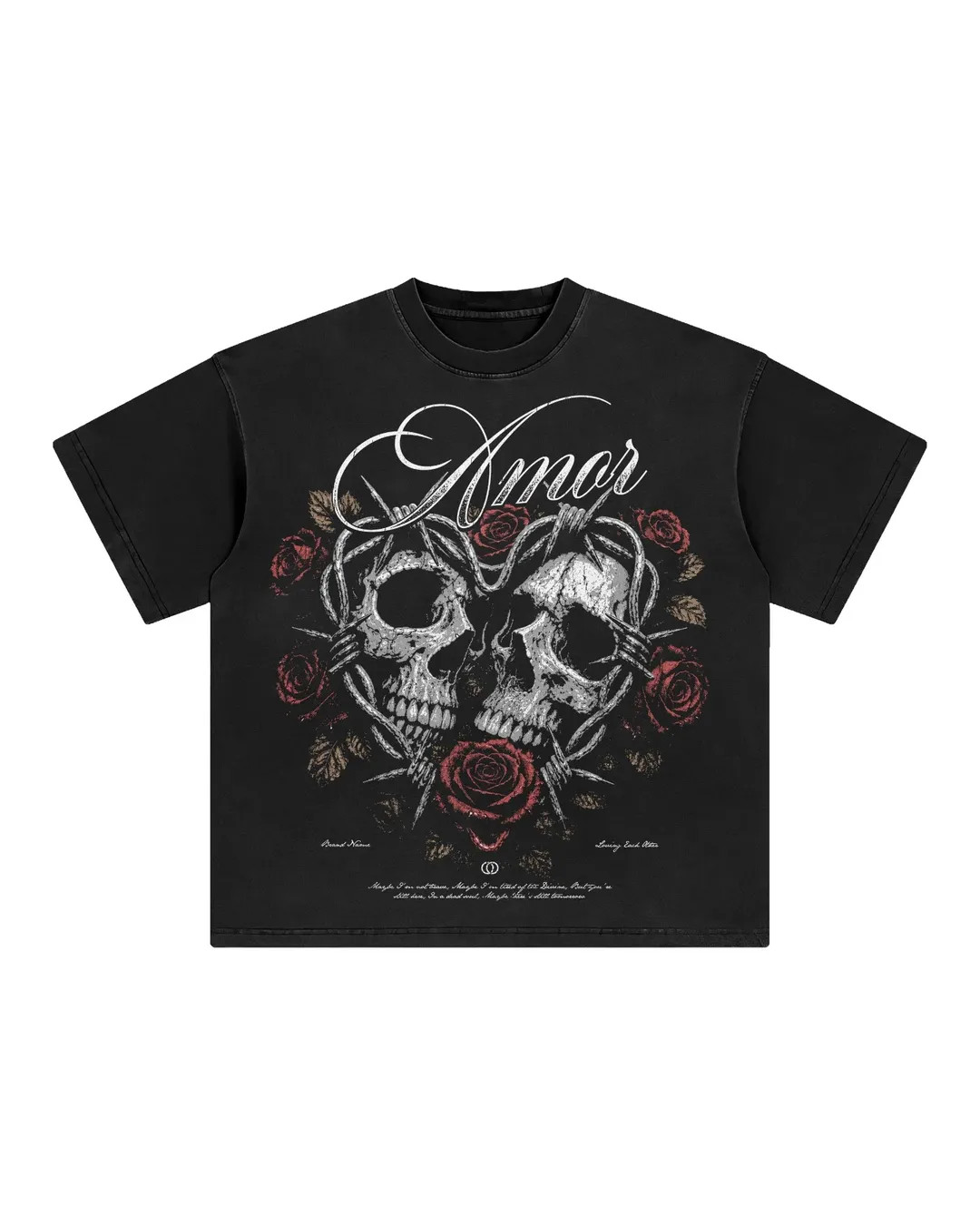Gothic Skull Rose Graphic T Shirt Vintage Love Streetwear Tee Unisex