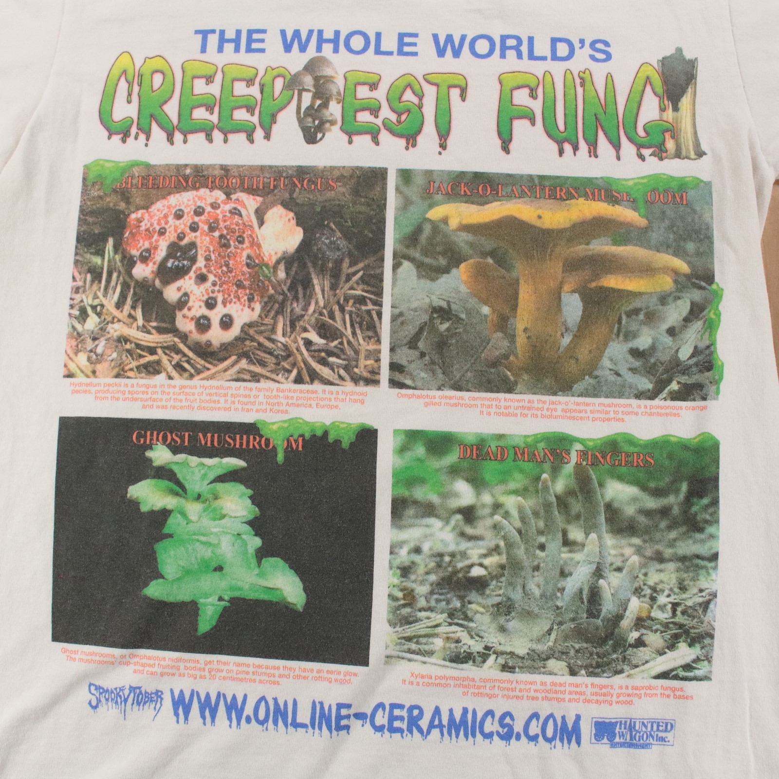 ONLINE CERAMICS Spookiest Fung mushrooms t-shirt SMALL haunted wagon
