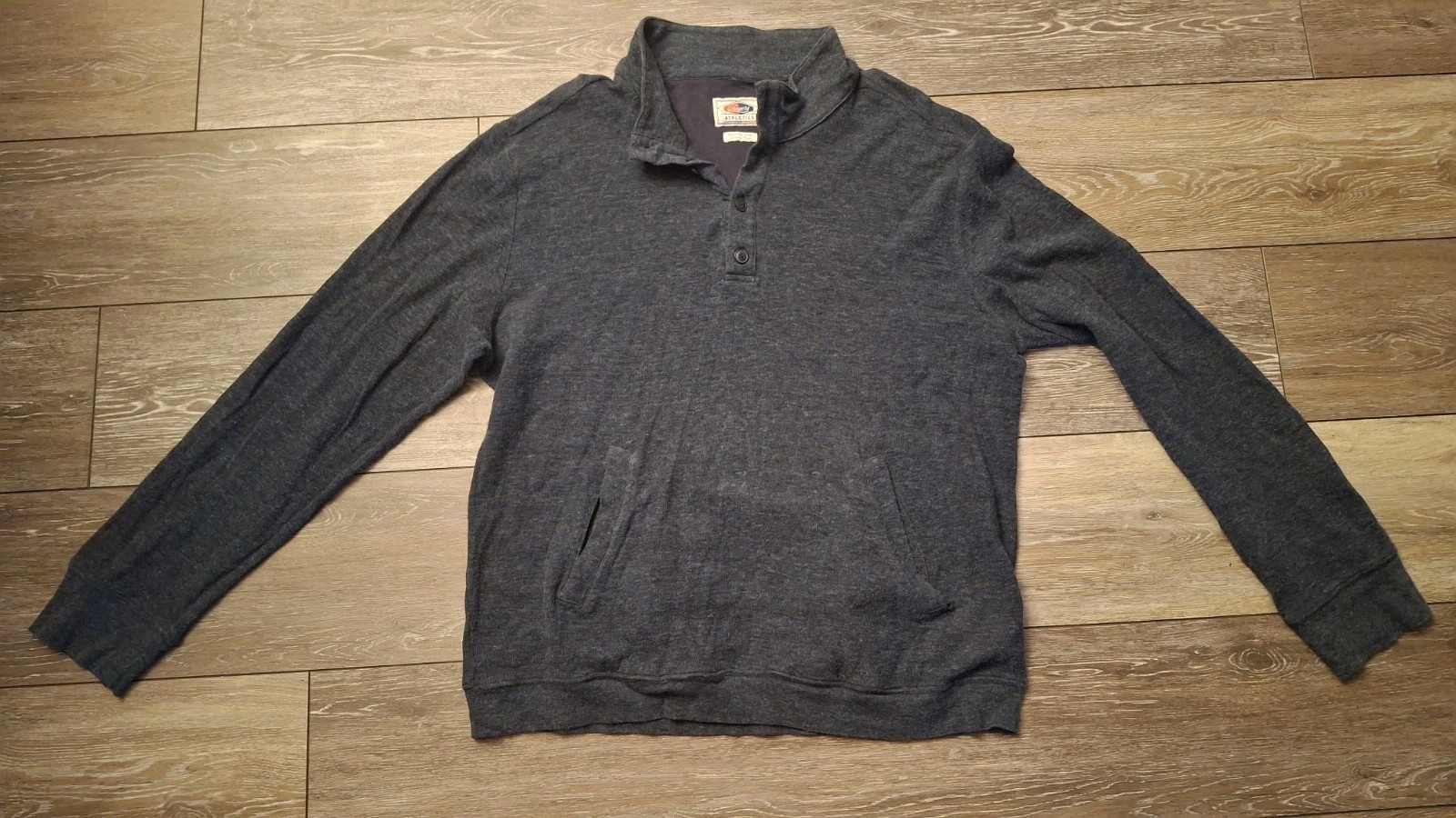 Grayers Athletics Mens XXL Henley Shirt Gray Cotton Nylon Blend Long Sleeve 2XL