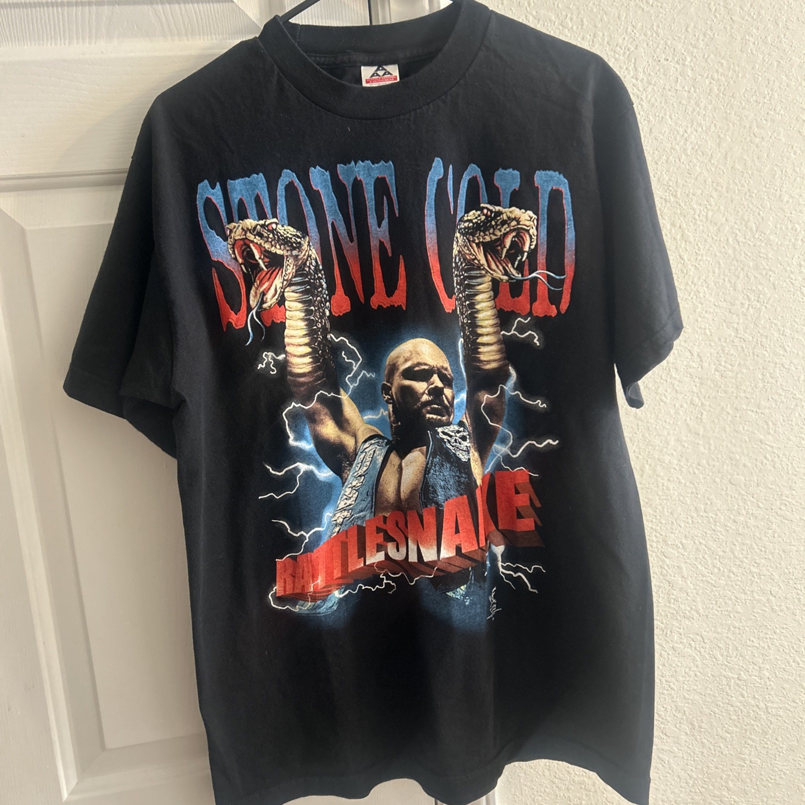 Vintage 90s WWF Stone Cold Steve Austin Rattlesnake Lightning Rare Shirt Sz L