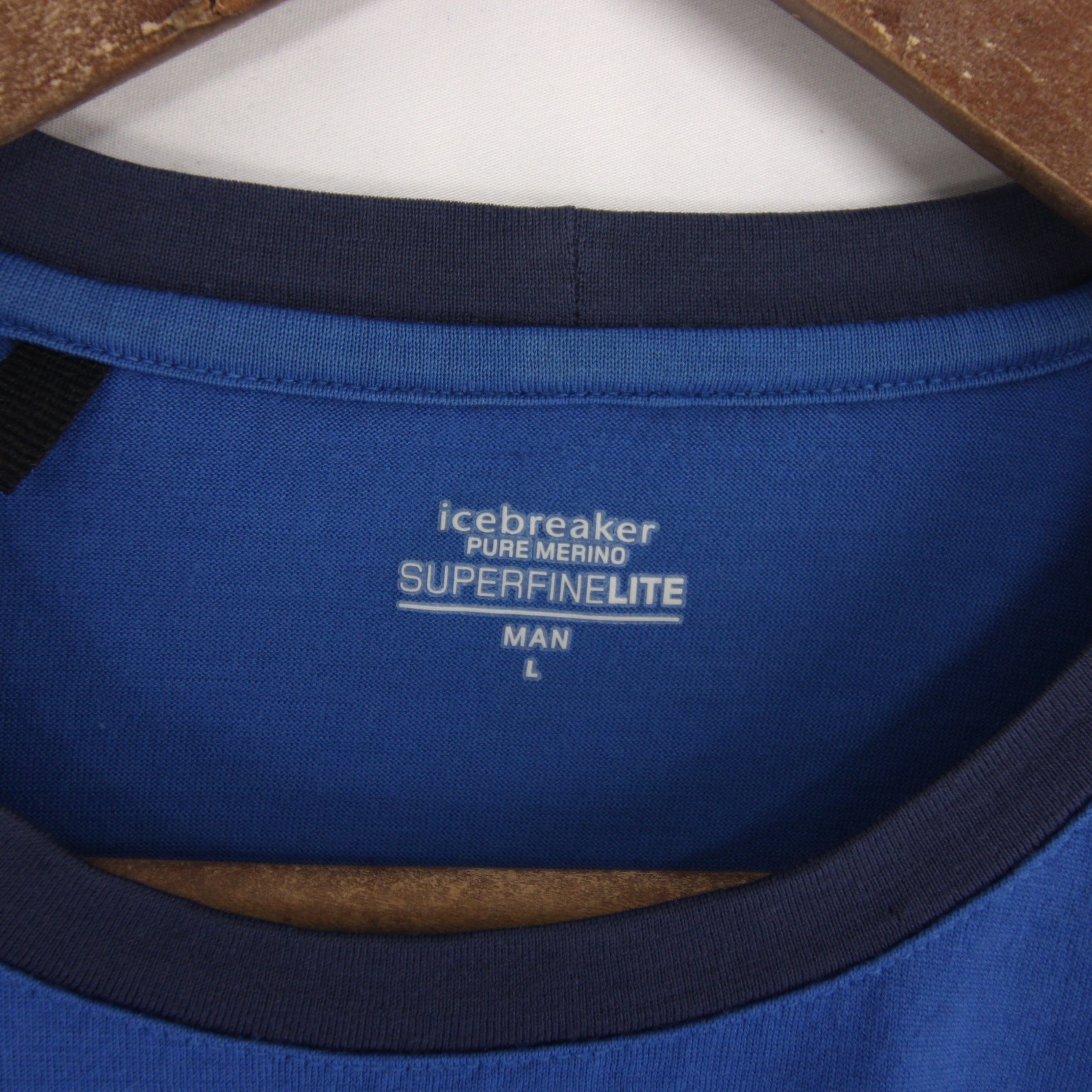 Icebreaker Superfinelite Shirt Mens L Blue Colorblock Raglan Long Sleeve Merino