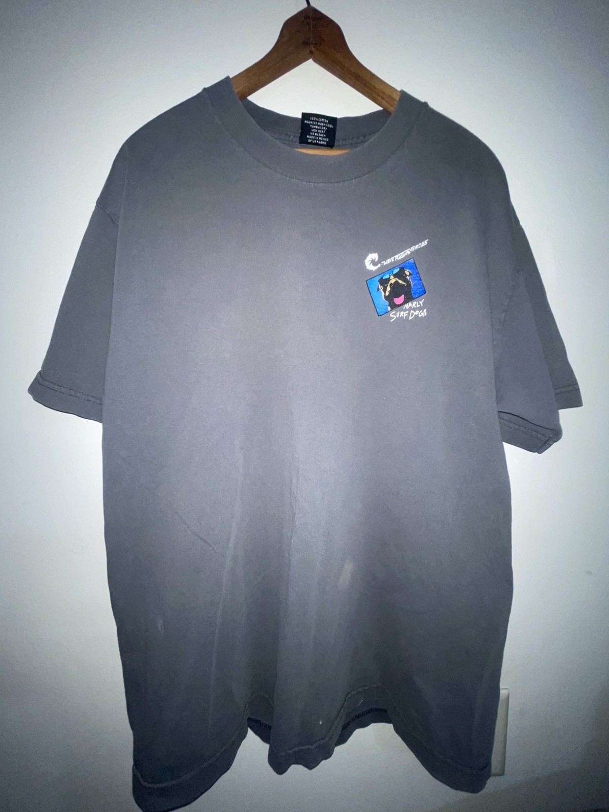 Vintage Wave Riding Vehicles Shirt Mens L Surf Dog Graphic Sleeve USA 90s y2k