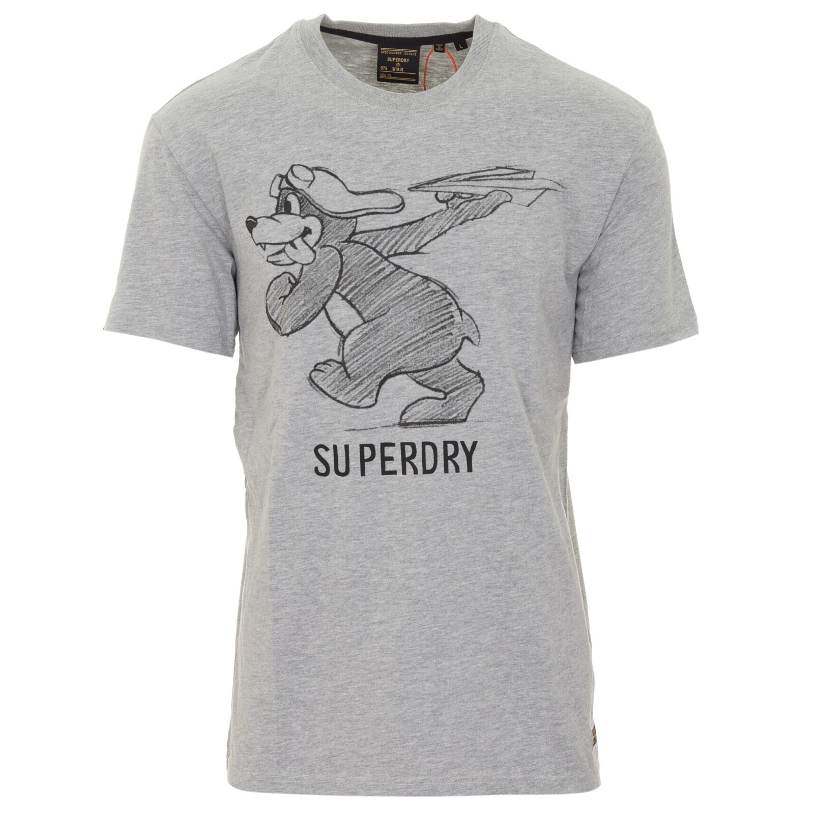 Superdry Mens Grey Marl Graphic T-Shirt Designer Box Fit Regular Cotton Tee Top