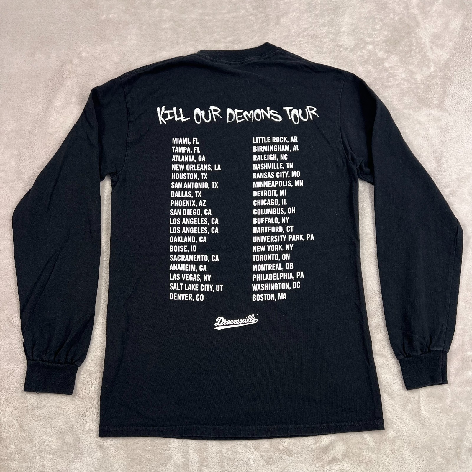J Cole KOD Tour Shirt Mens Small Black Dreamville Album Merch Long Sleeve Cotton