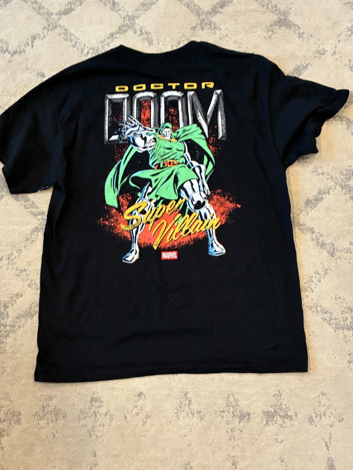 Large New no Tags Doctor Doom Marvel Retro look Shirt Black 2 Sided L Dr Fantast