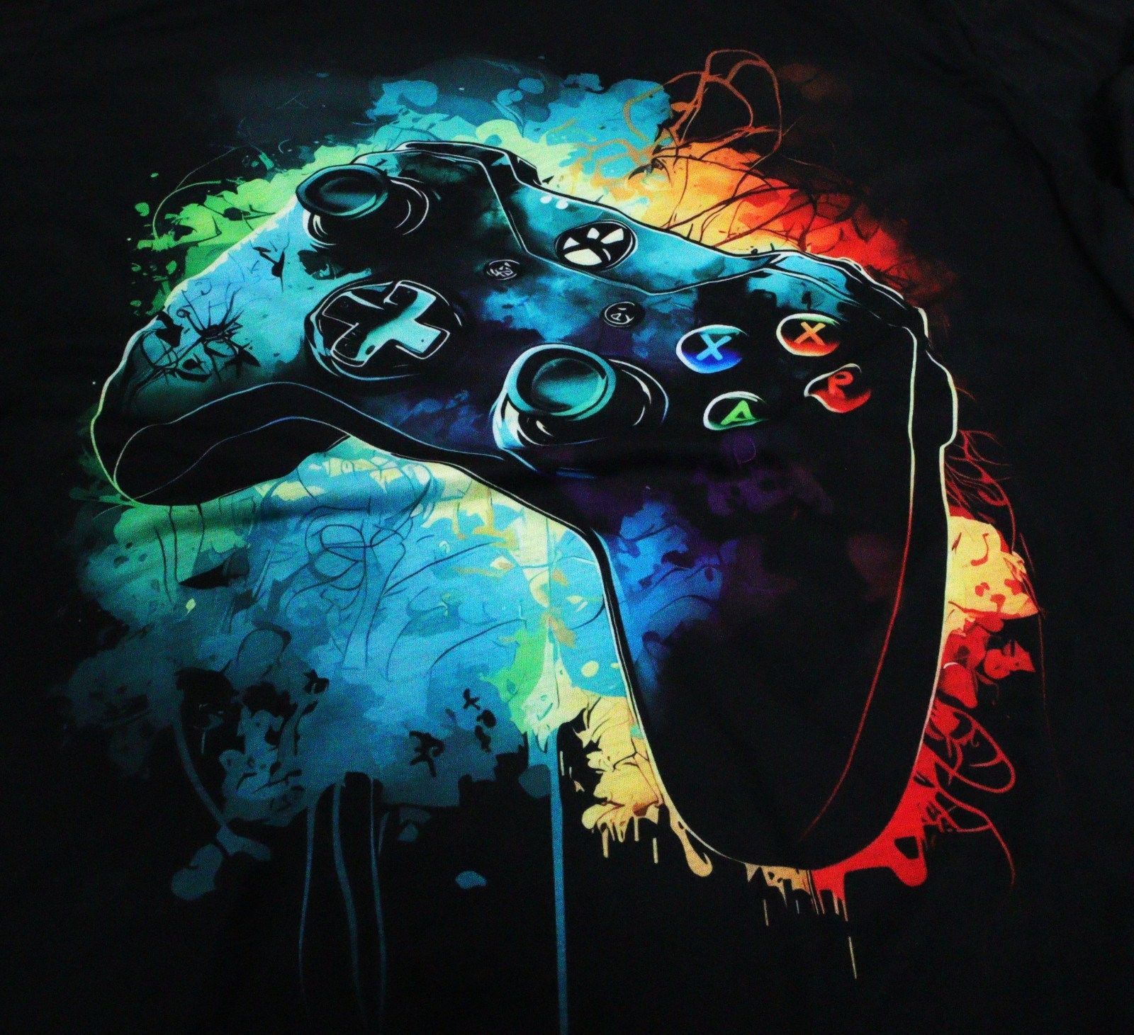 BF Vintage Men’s 1XL Black Graphic T-Shirt Video Game Controller Print T0452