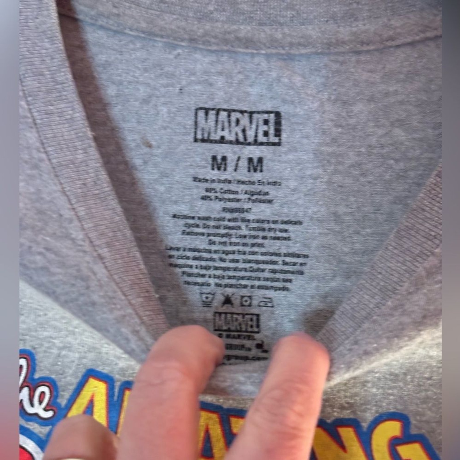 Men’s Marvel The Amazing Spider-Man Gray T-Shirt Size Medium