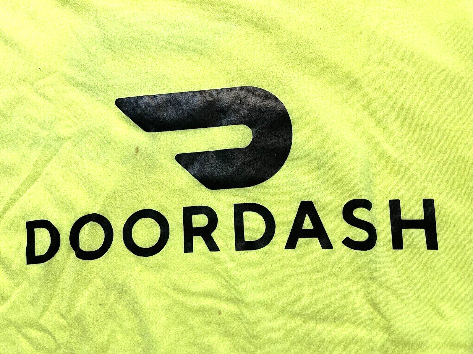 DoorDash Front & Back Food Delivery Driver NEON GREEN Short Sleeve 2XL Shirt