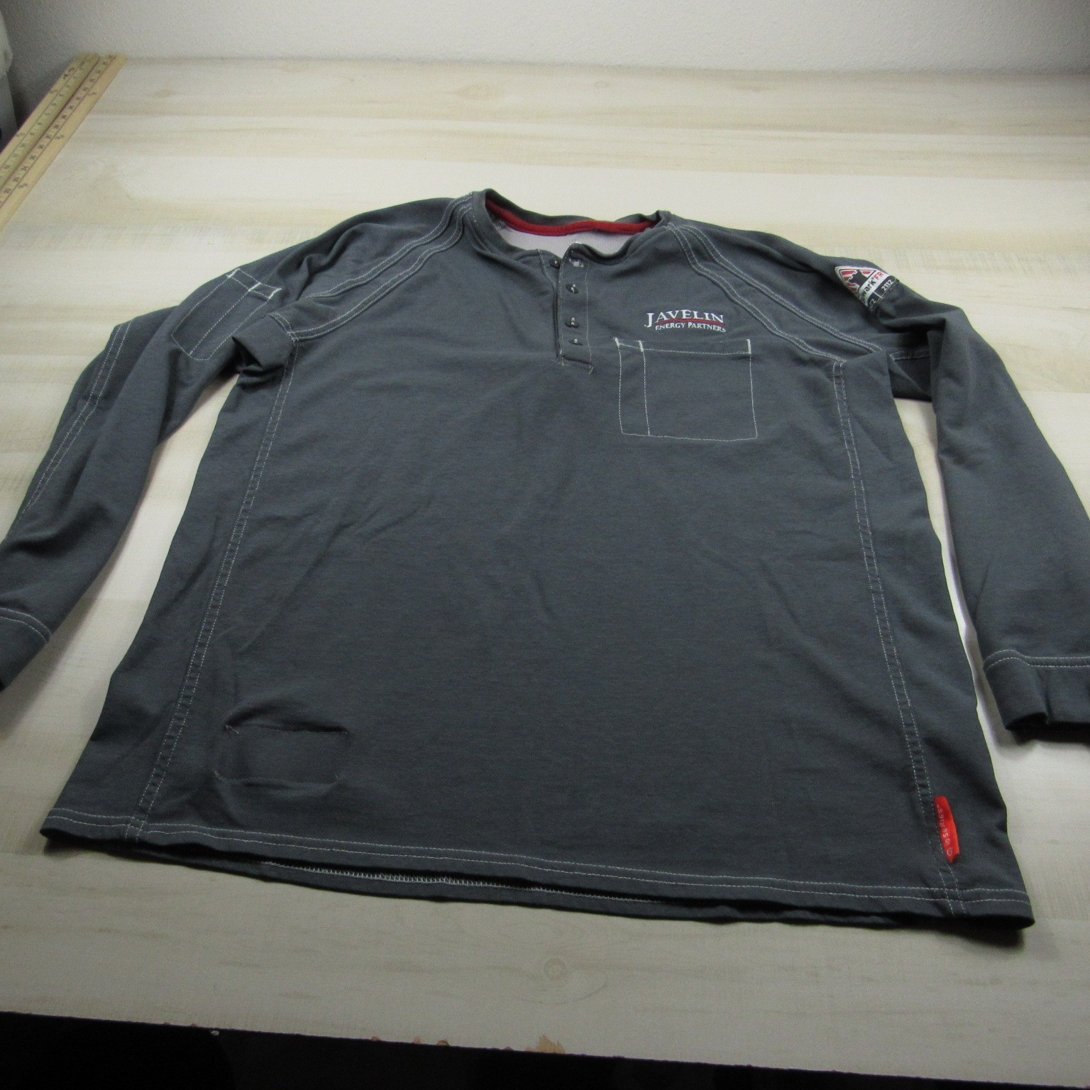 Bulwark Shirt Mens Large Gray Henley FR Fire Resistant IQ Westex Pocket Cat 2 A1