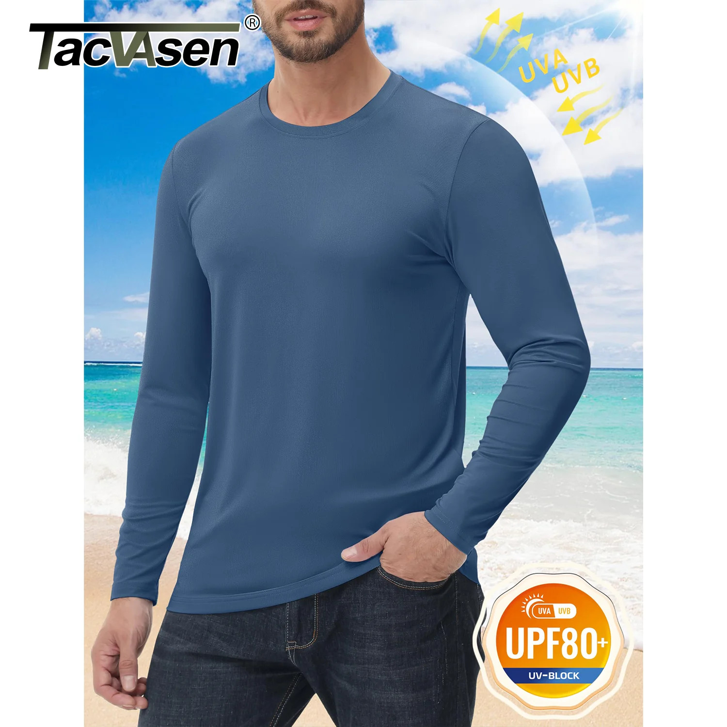 80+ Sun Protection T-shirts Men’s Qui Dry Long Sleeve Athlectic T