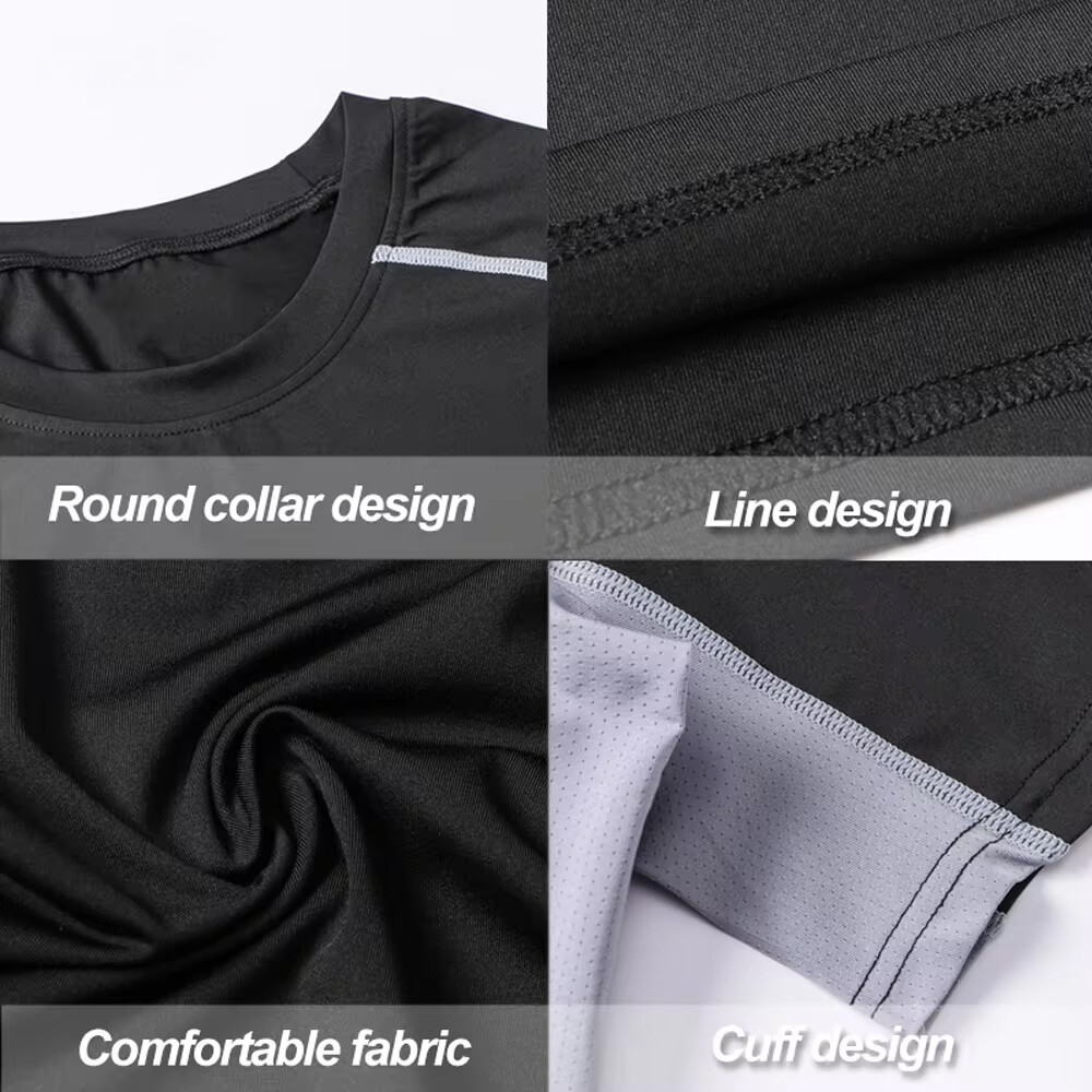 Mens Compression Shirts Long Sleeve Workout Baselayer Quick Dry Athletic Sports