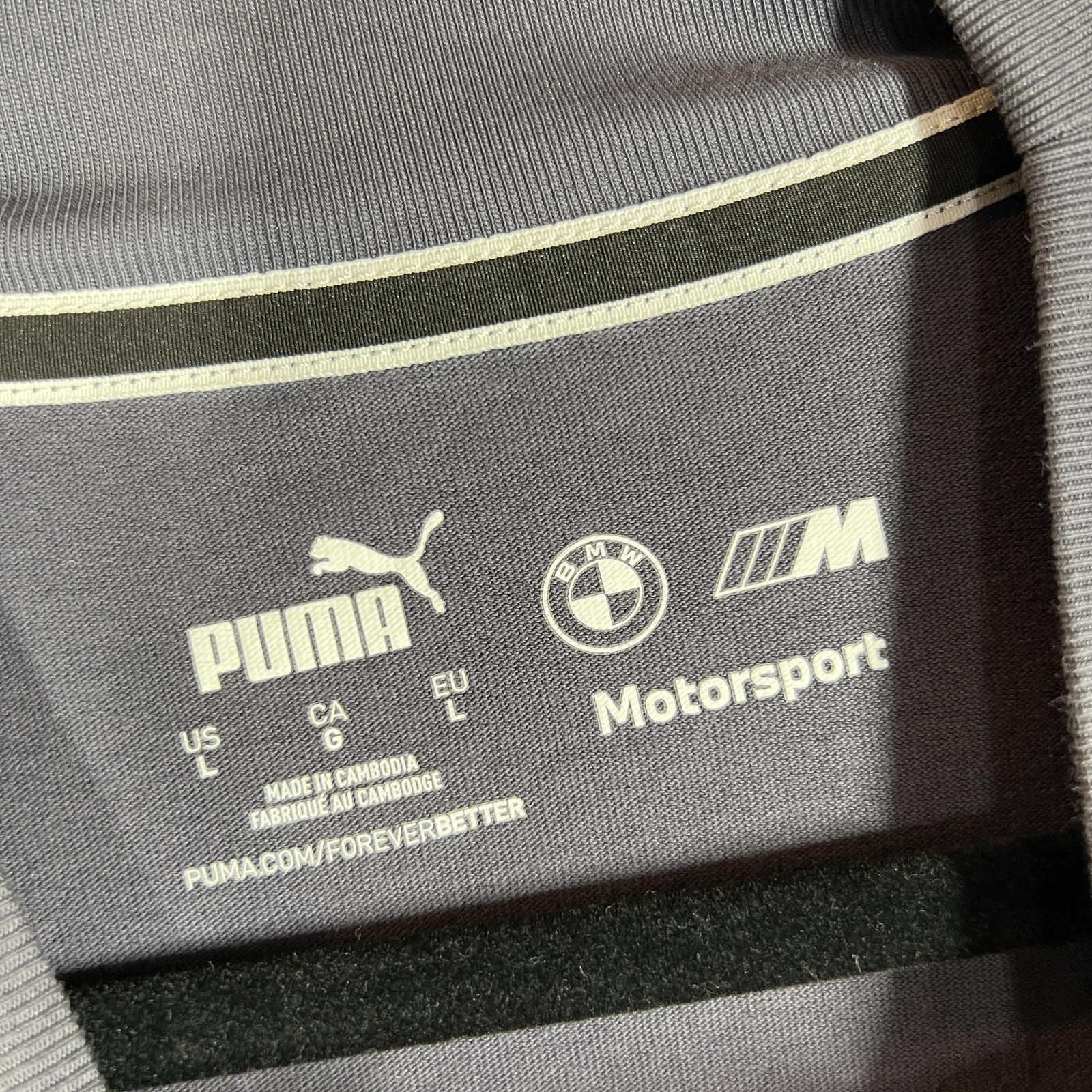 PUMA Shirt Mens L Gray BMW Motorsport Embroidered Car Graphic Crew Neck Tee