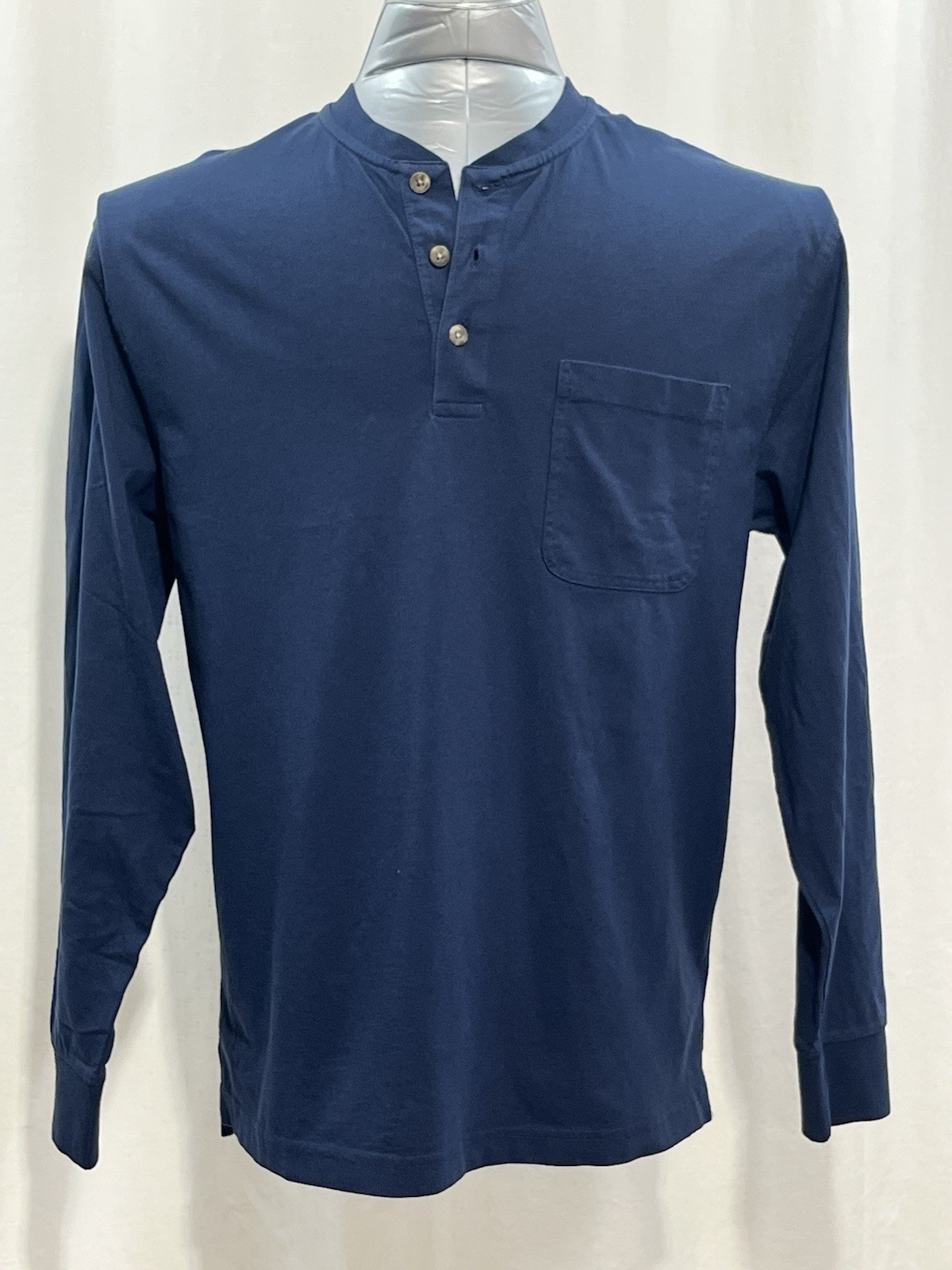 RedHead Blue Long Sleeve Henley w/Chest Pocket men everyday casual Cotton 1434