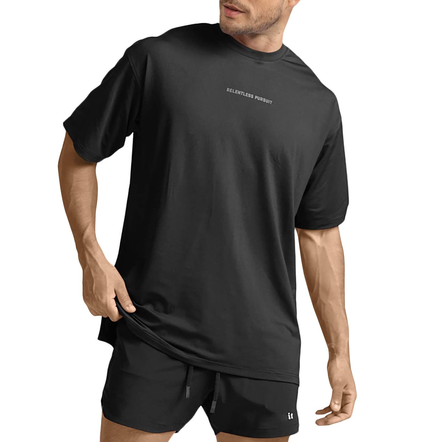 Men’s Fashion Workout T-Shirt Casual Short Sleeve Plain T Shirts Loose Athlet…