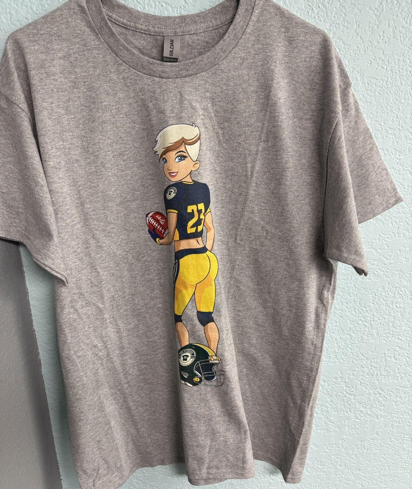 Uni Stories Branded Tee Shirt Feat Pinup Touchdown Torri Gray Men’s Sz XL NWOT