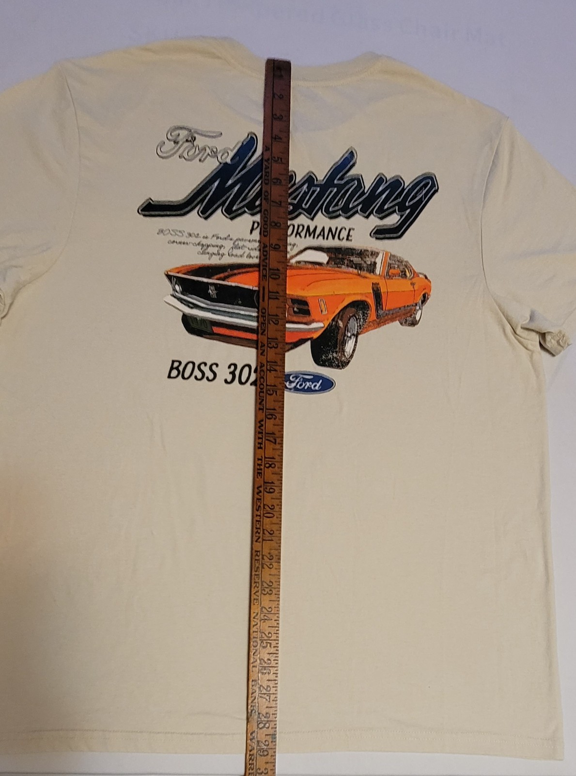 Ford Mustang Boss 302 Shirt Mens Large Cream Graphic T Shirt Muscle Car 2025