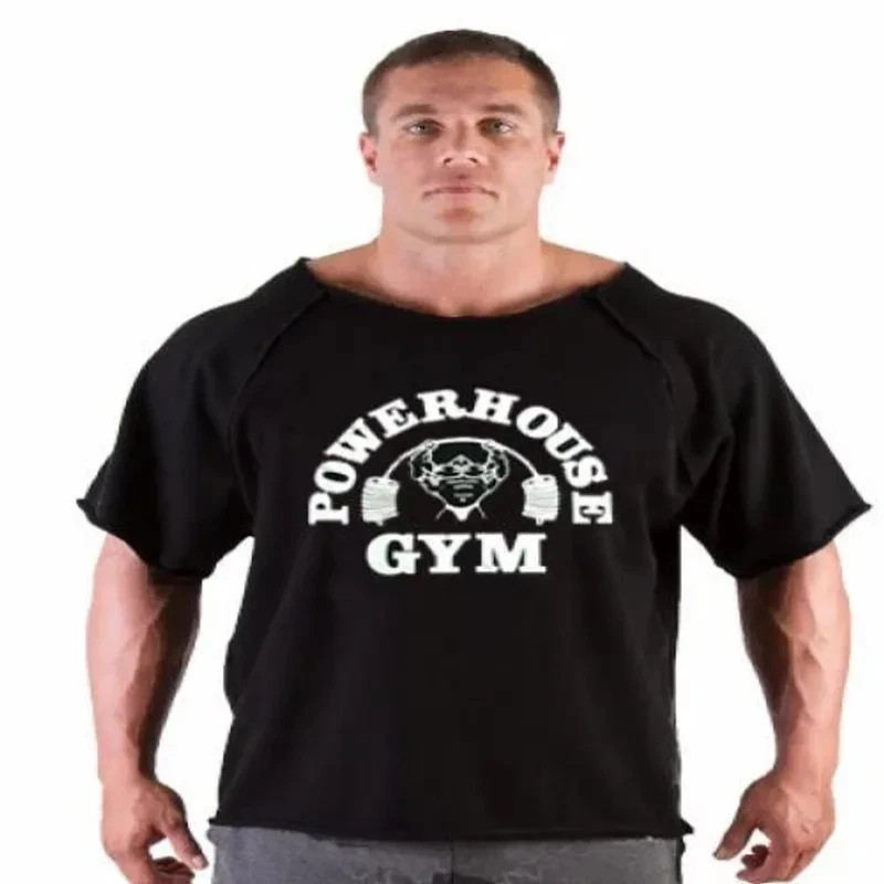 Men’s T Shirts Fitness Men Bodybuilding Shirt Batwing Sleeve Rag Shirt Gym
