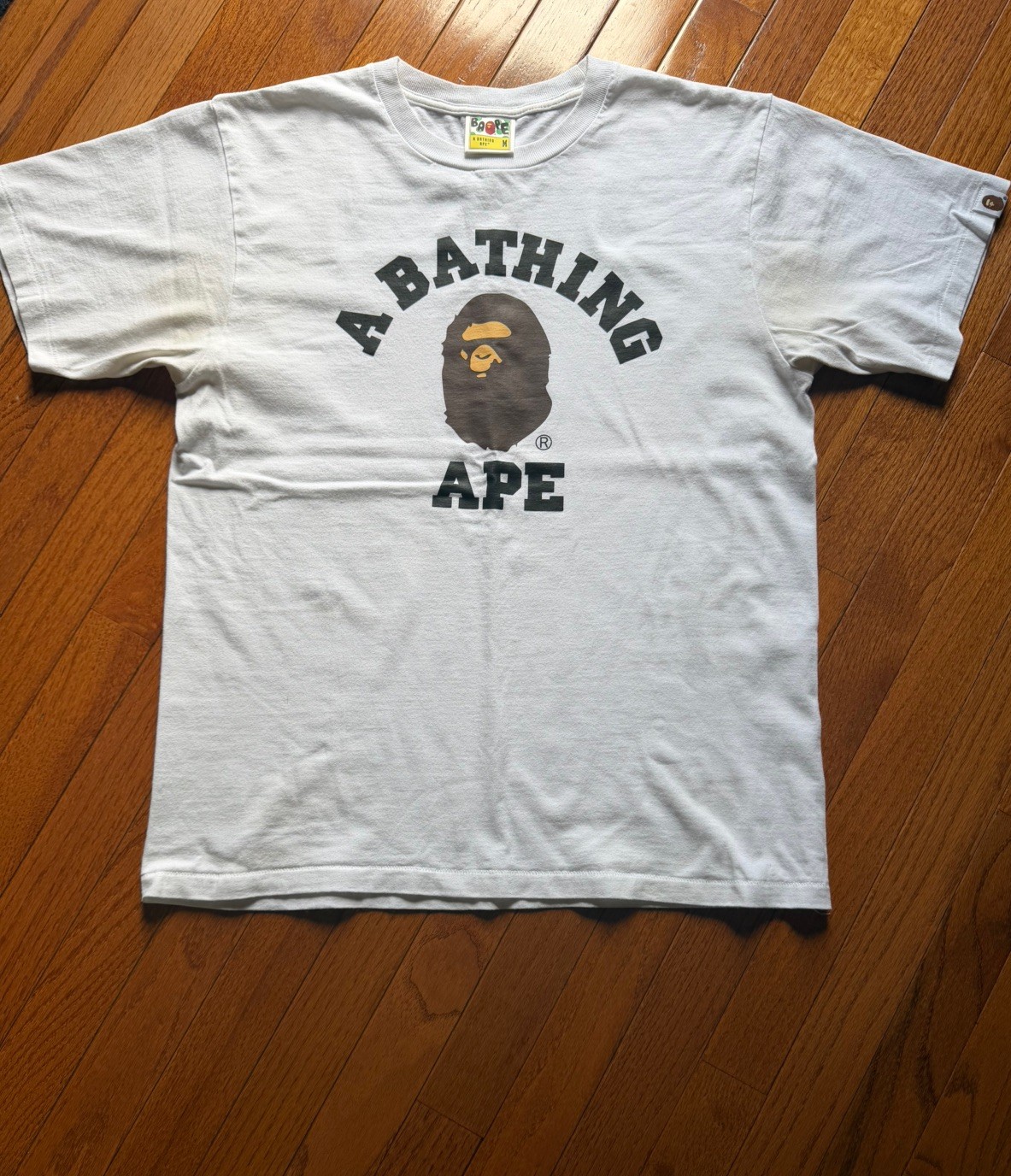 A Bathing Ape BAPE Ape Head Graphic Logo Men’s T-Shirt White Cotton Crew M