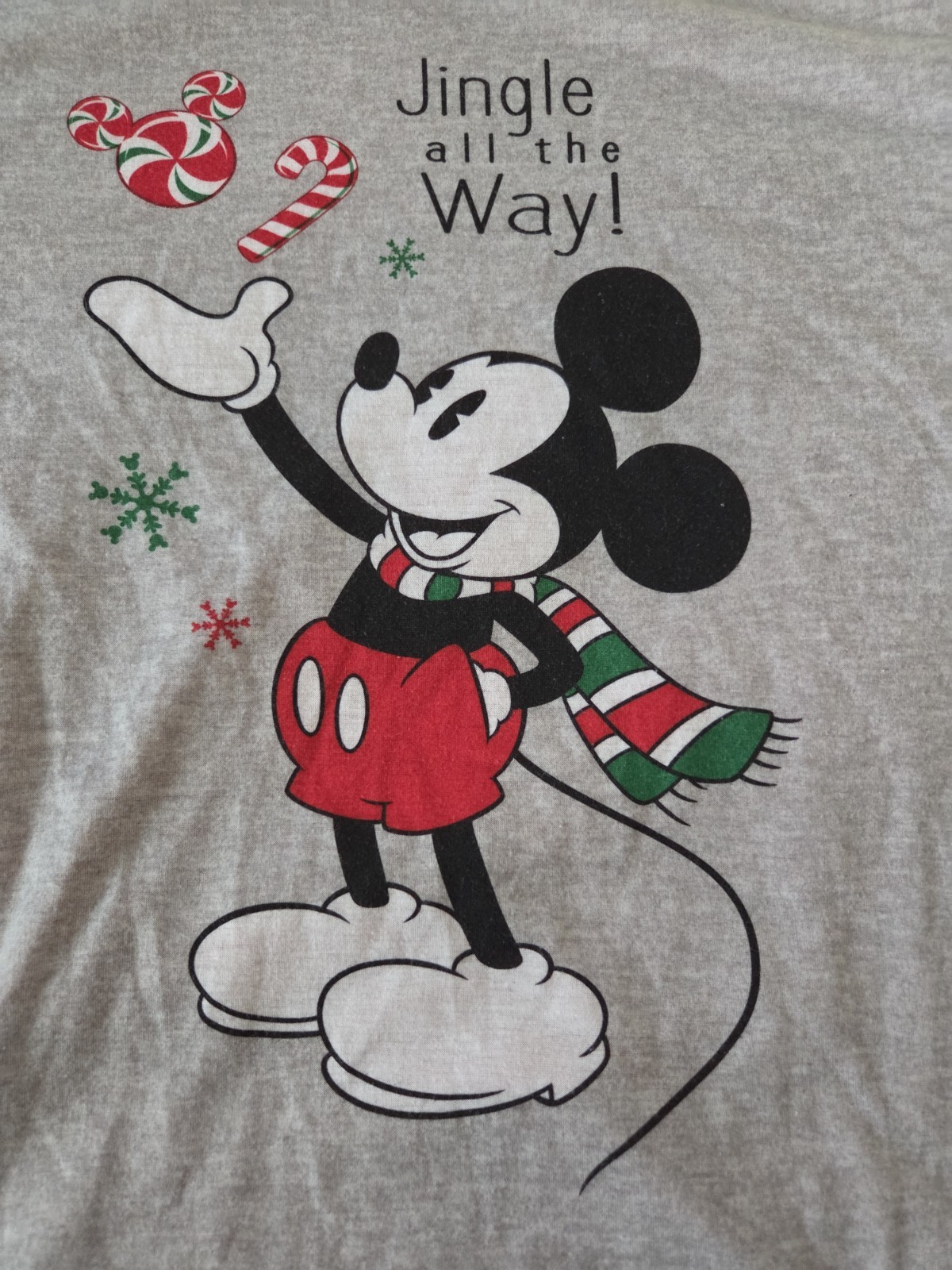Gray And Red Disney Mickey Mouse “Jingle All The Way” T-shirt Men’s Size M