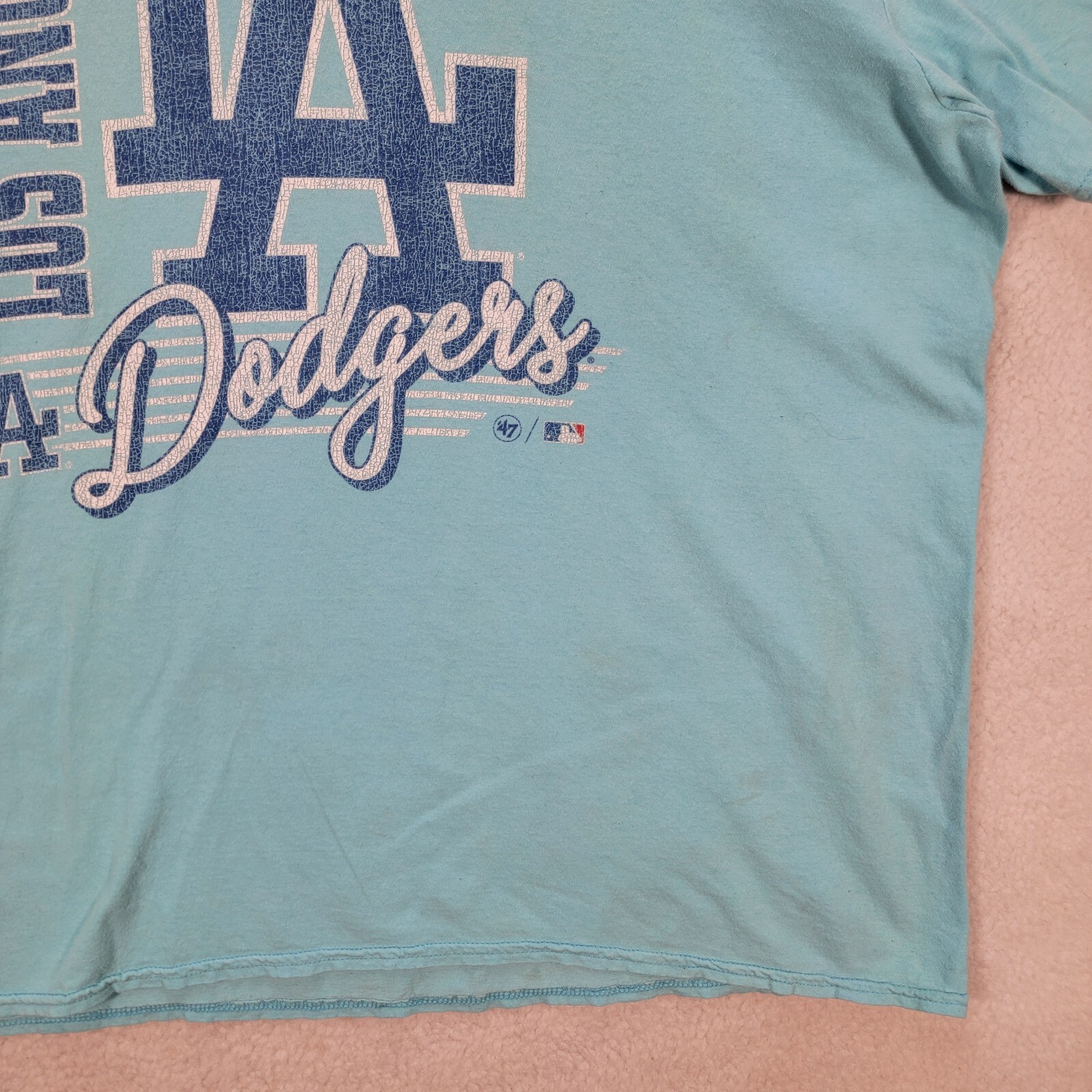 LA Los Angeles Dodgers Light Blue Short Sleeve Graphic Tee Casual TShirt Size XL