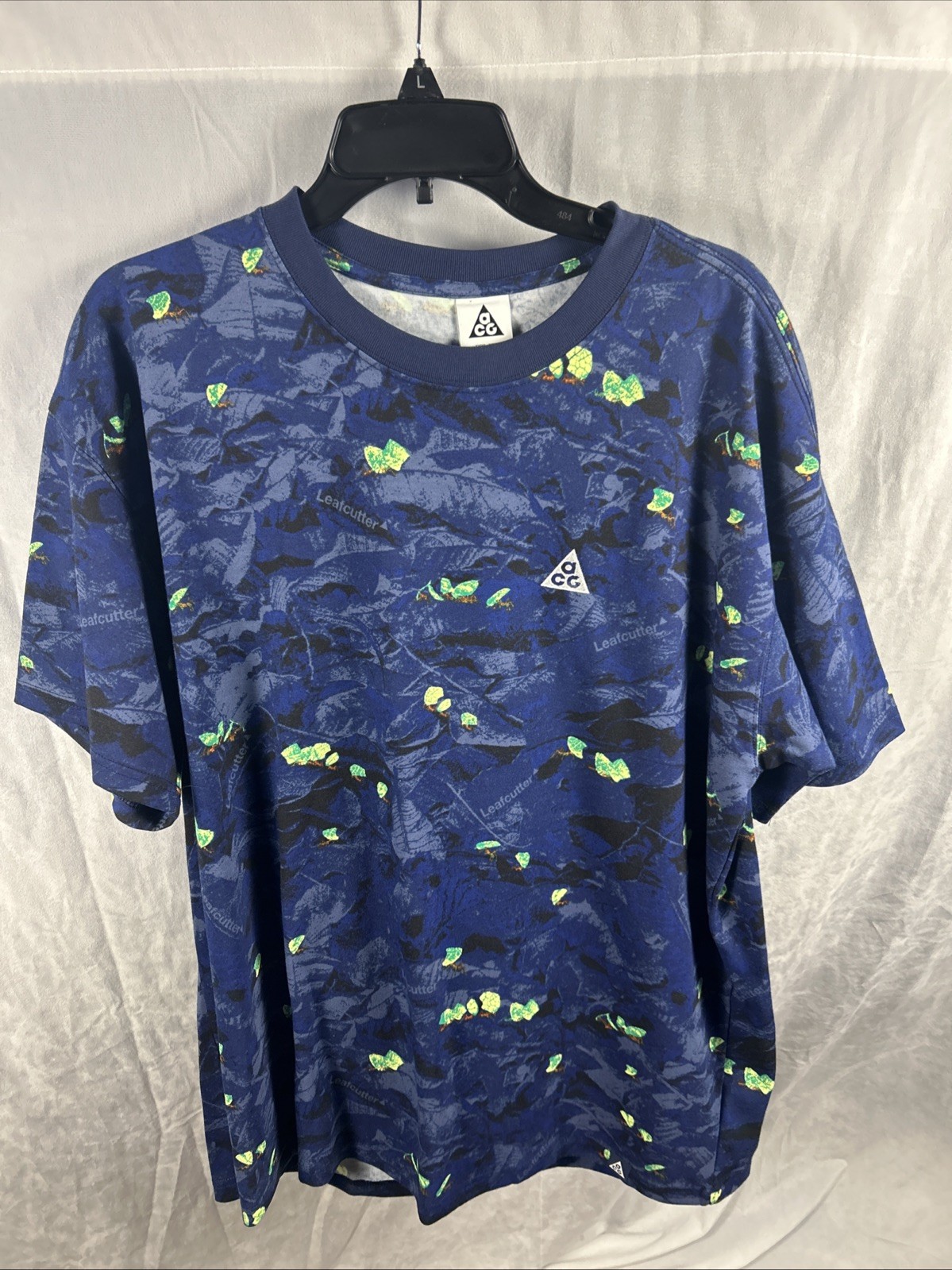 Nike ACG Shirt Mens Large Blue Dri-FIT Leafcutter Graphic Loose Fit HJ0794-410