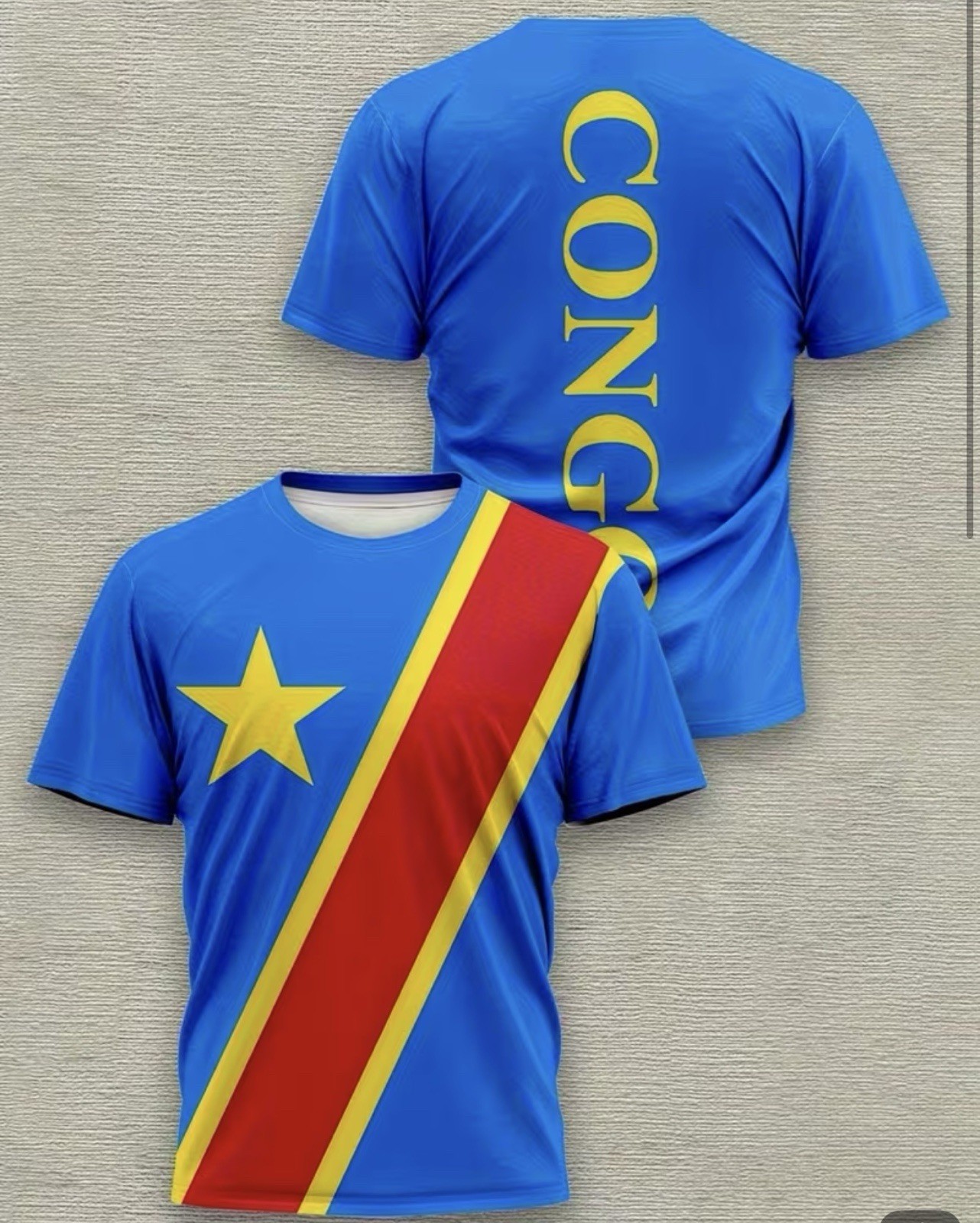Congo’s jerseys T-Shirt Size 2XS Regular Blue Red Yellow Short Sleeve Crew