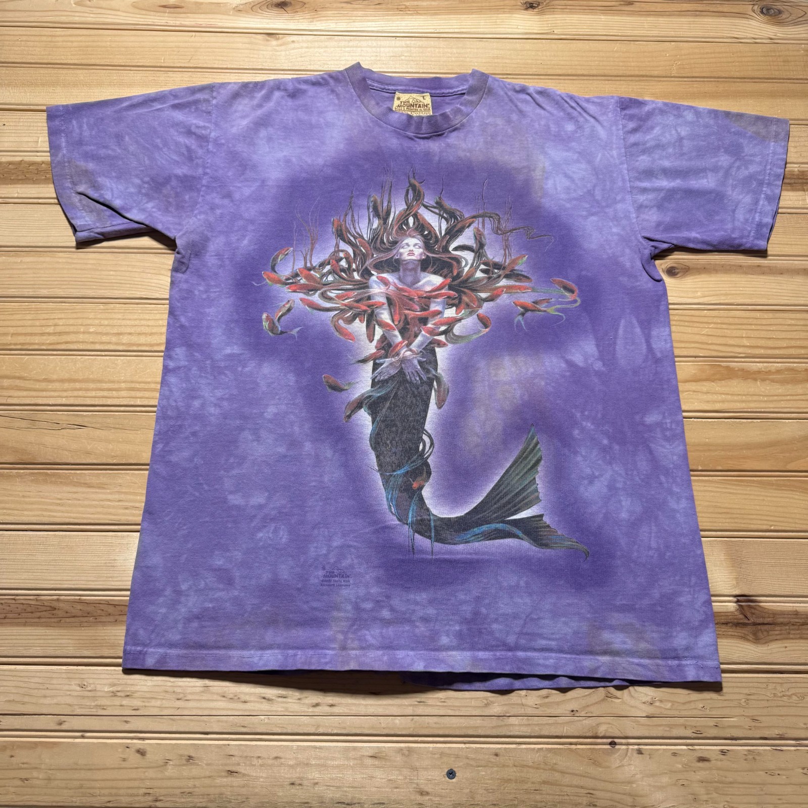 Vintage 2002 The Mountain Mermaid Mystical Fantasy Art Graphic T-Shirt USA Large