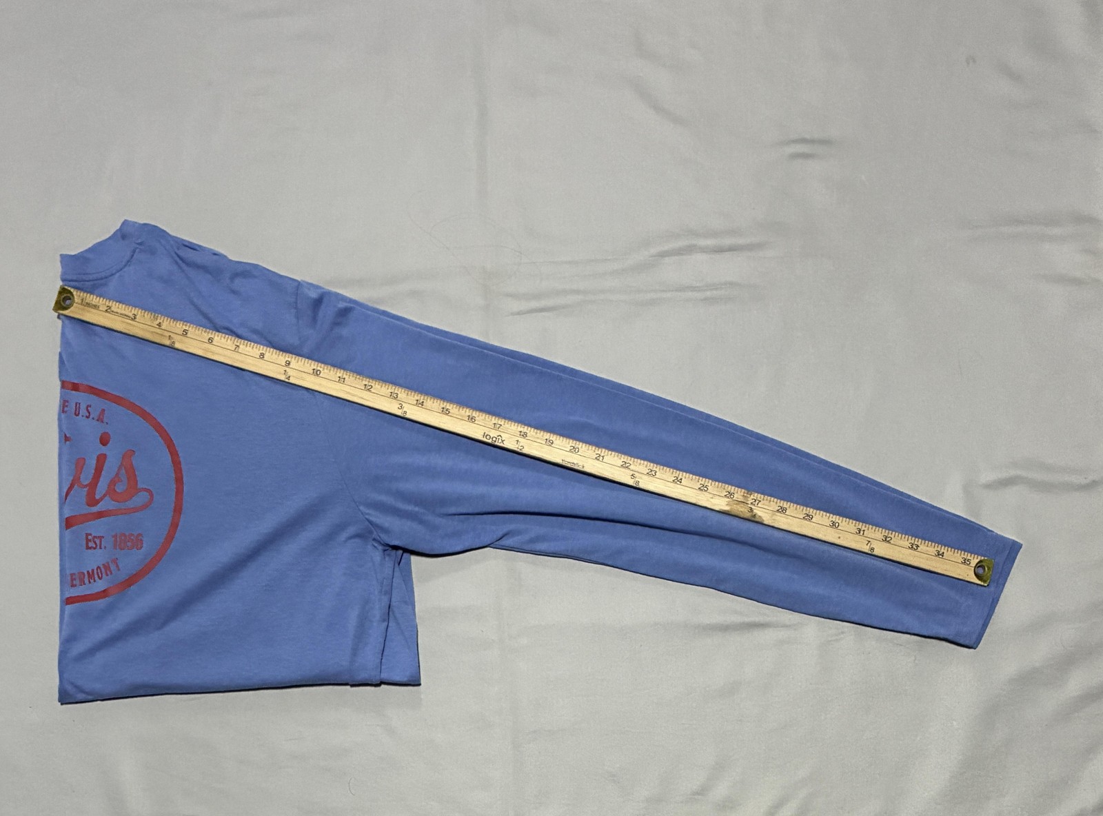 Orvis Shirt Mens XL Blue Long Sleeve Manchester Vermont Logo Graphic Tee Tagless