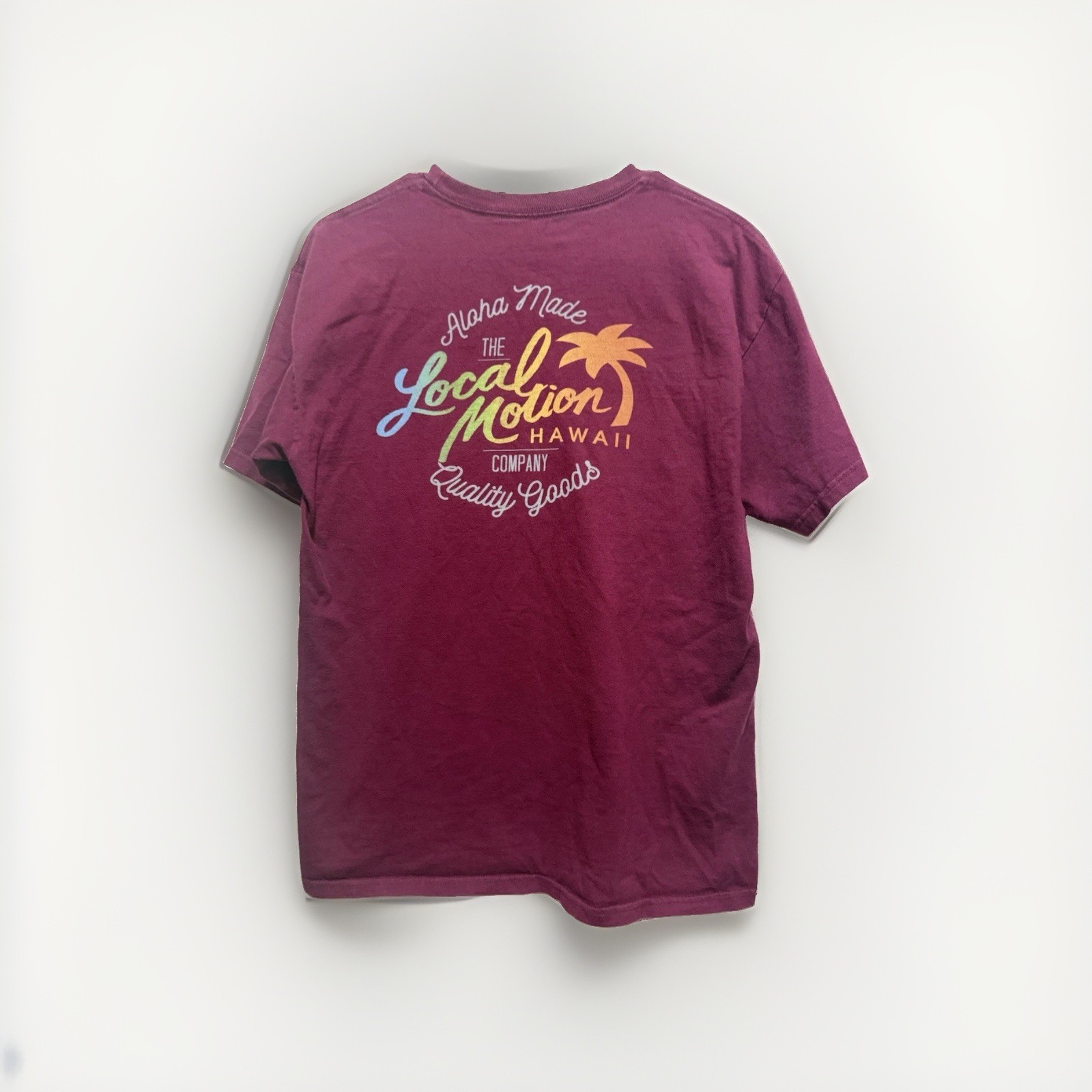 Local Motion Men’s Regular Fit Burgundy Graphic Logo Crew Neck Knit T-Shirt M