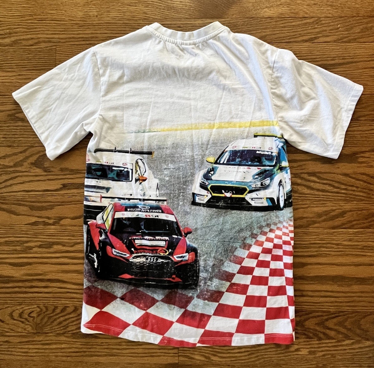 Recycled Threads Mens No Limits USA Riders Co Racing Graphic T Shirt Small AOP