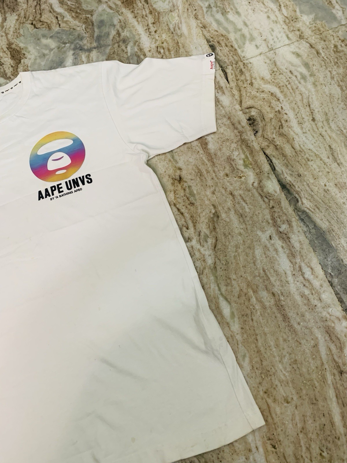 A Bathing Ape T Shirt Mens Large White BAPE Graphic Print Streetwear Designer