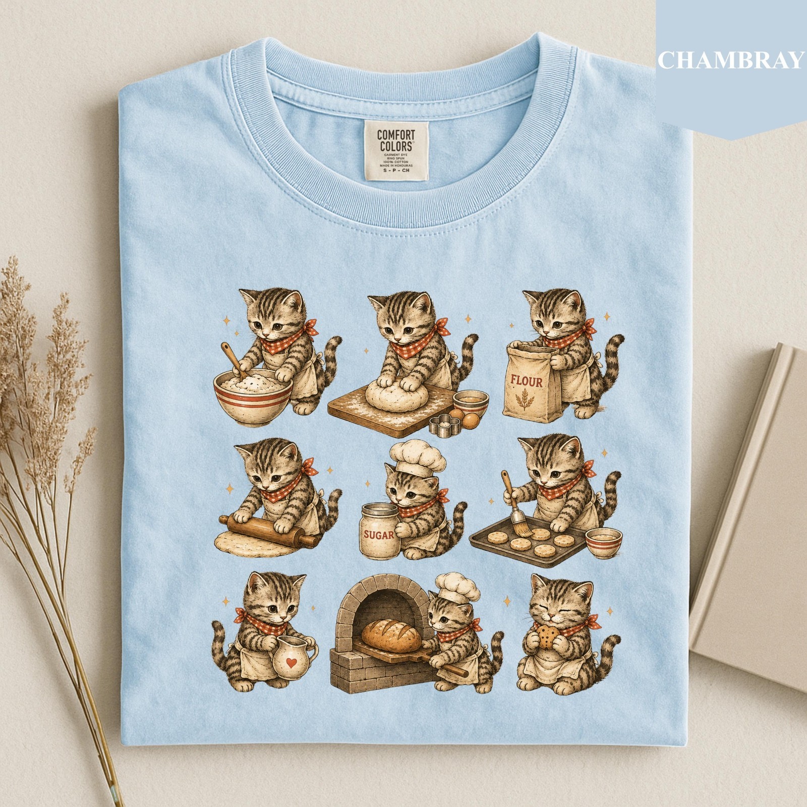Baking Cat Shirt, Cozy Bakery Cat Tee, Sourdough Cat Lover Gift T-Shirt