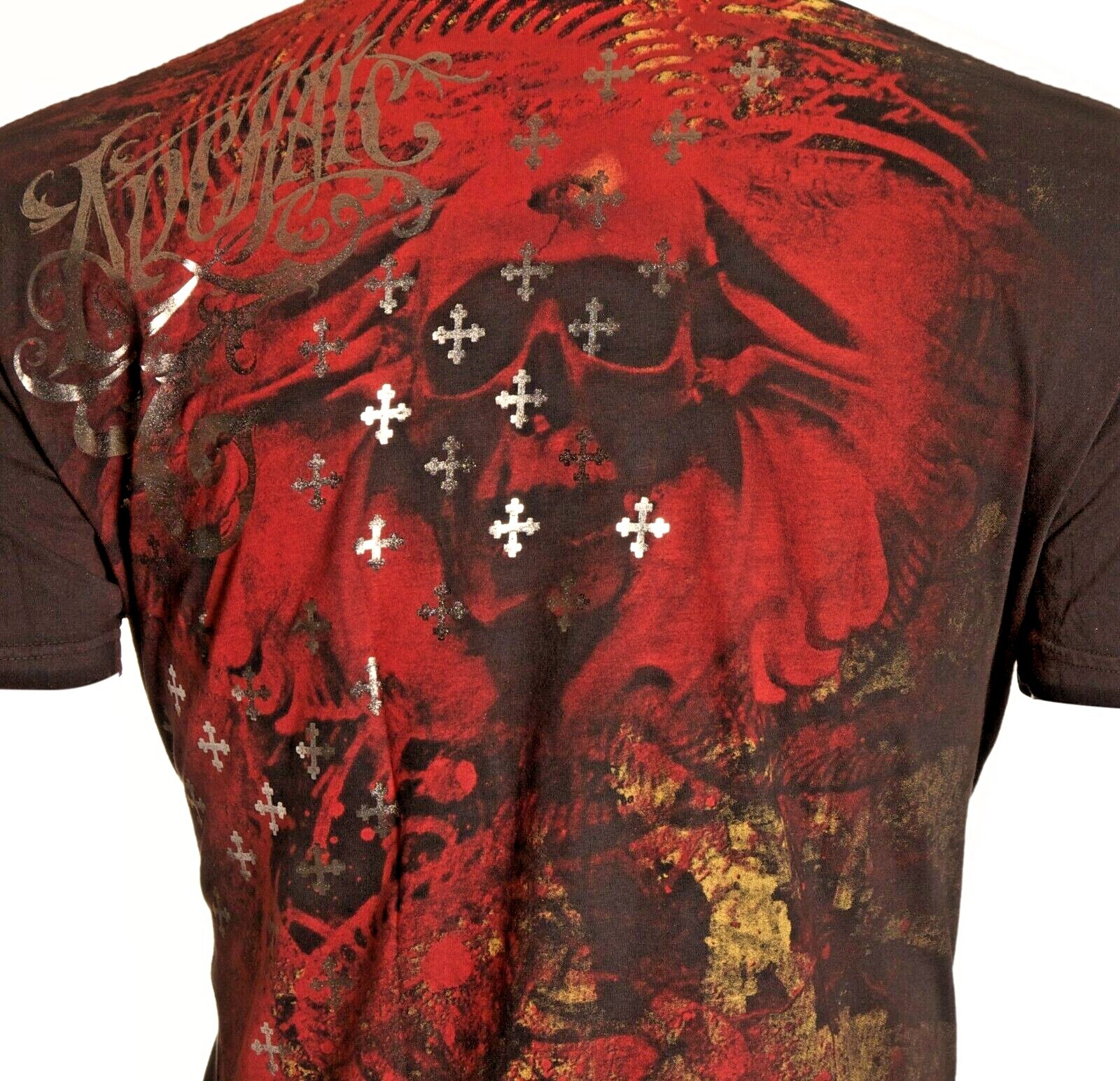 ARCHAIC by AFFLICTION Black BRASS Short Sleeve Slim Fit Y2K MMA Elite T-shirt