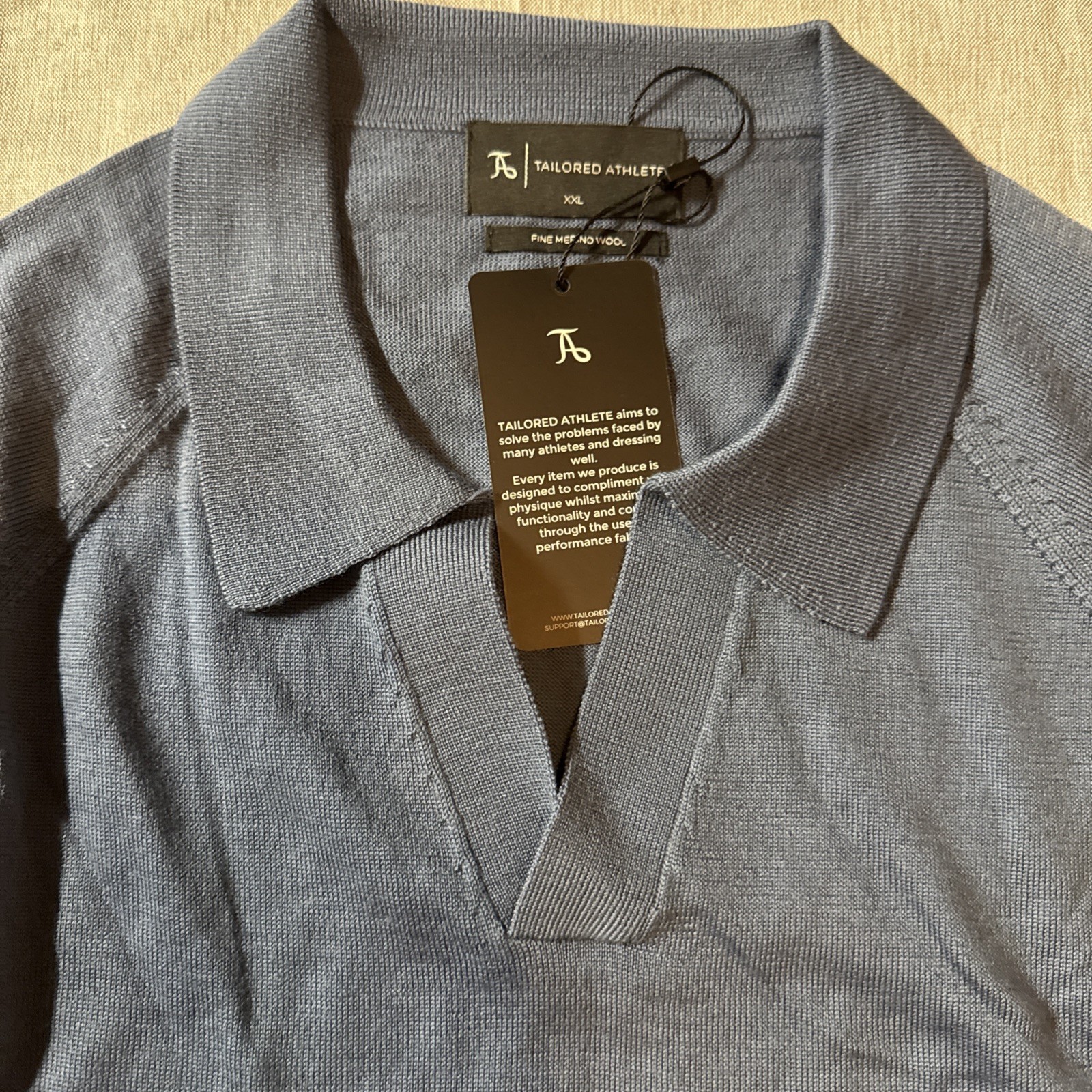 Extra Fine Merino Wool Polo In AirfoceBlue XL-Brand Tailored Athlete
